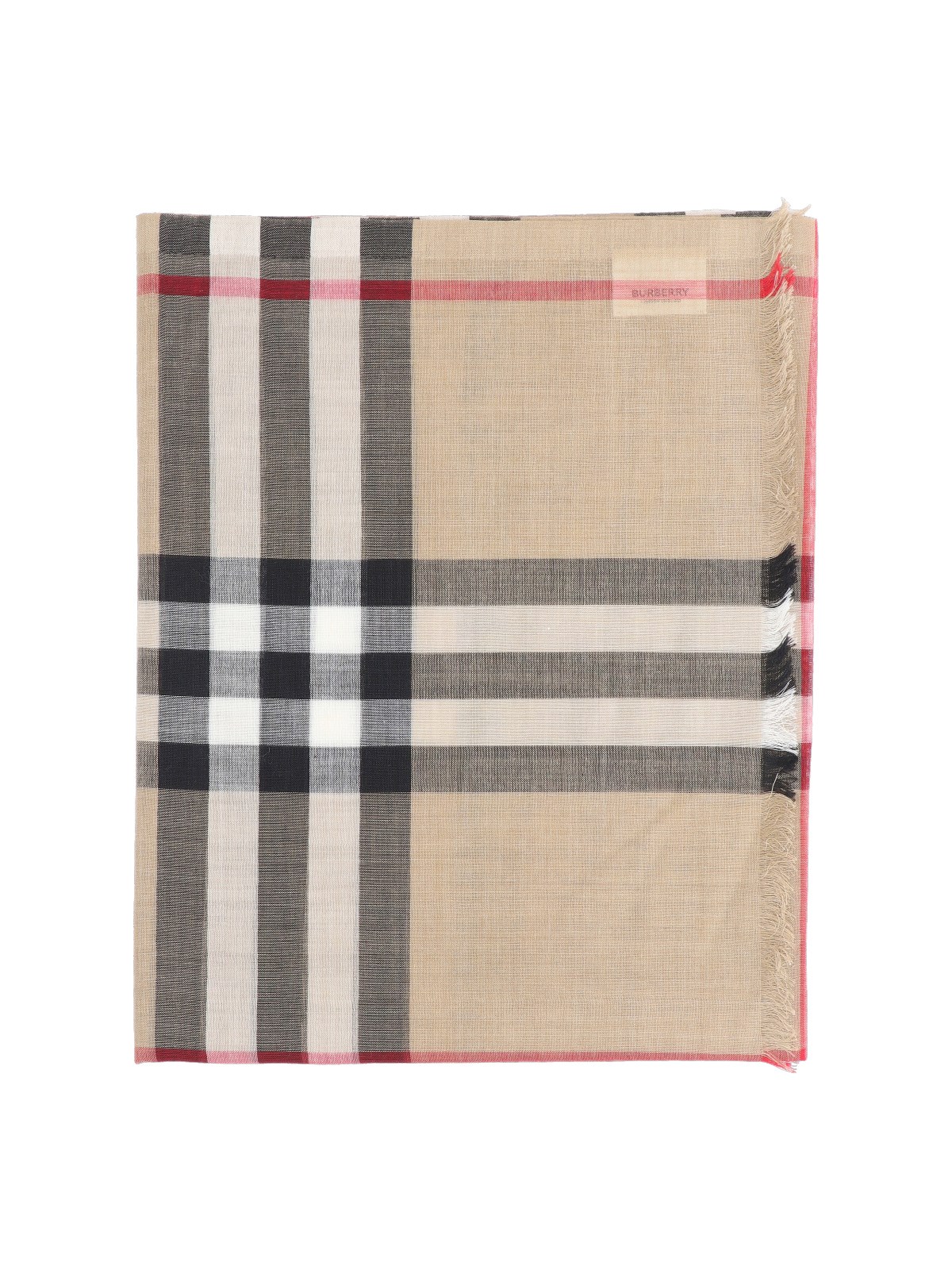 Burberry 'check' Wool And Silk Scarf In Sand