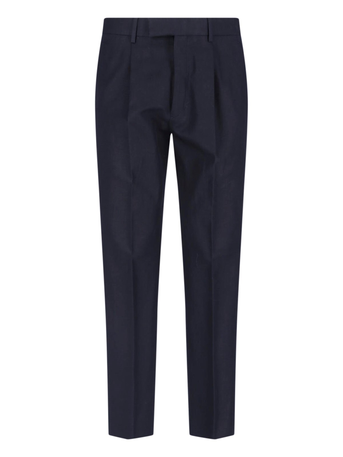 Zegna Cotton-Linen Blend Trousers — Black