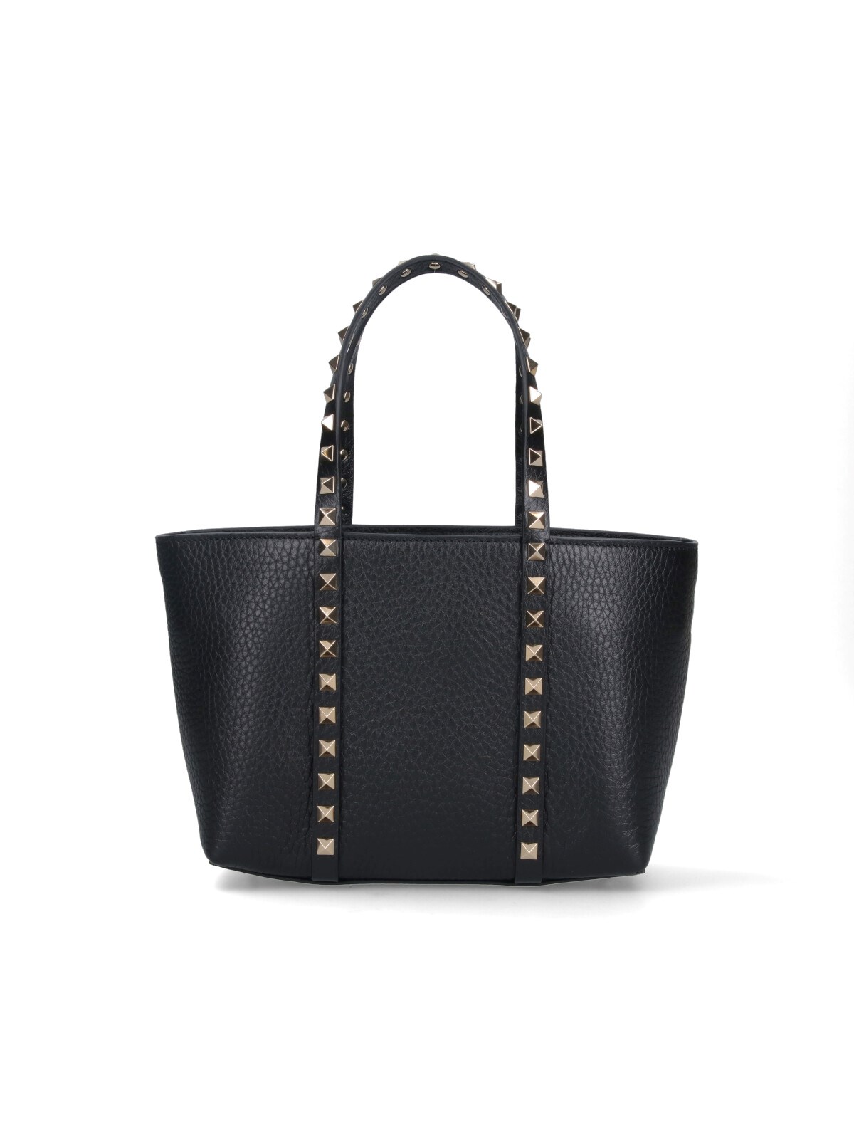 Valentino Garavani Rockstud Mini Tote In Hammered Leather In Black