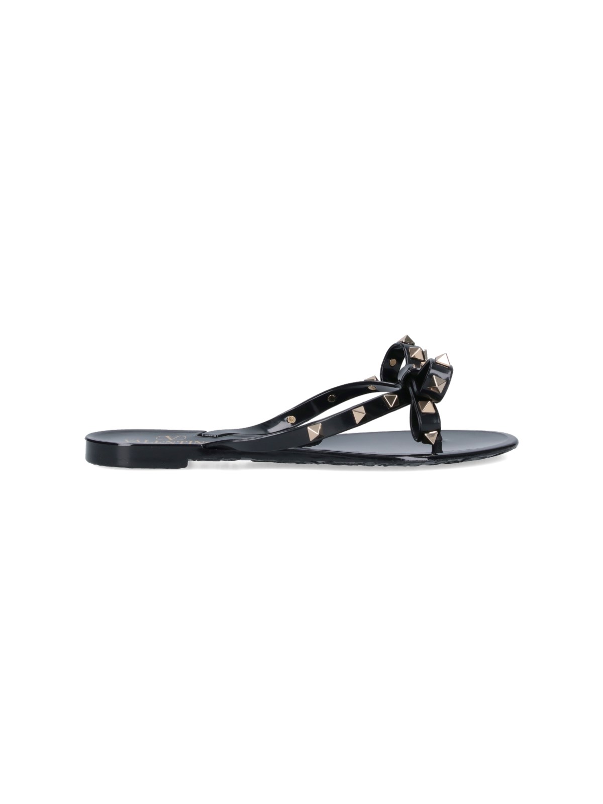 Valentino Rockstud Rubber Flip Flop In Black