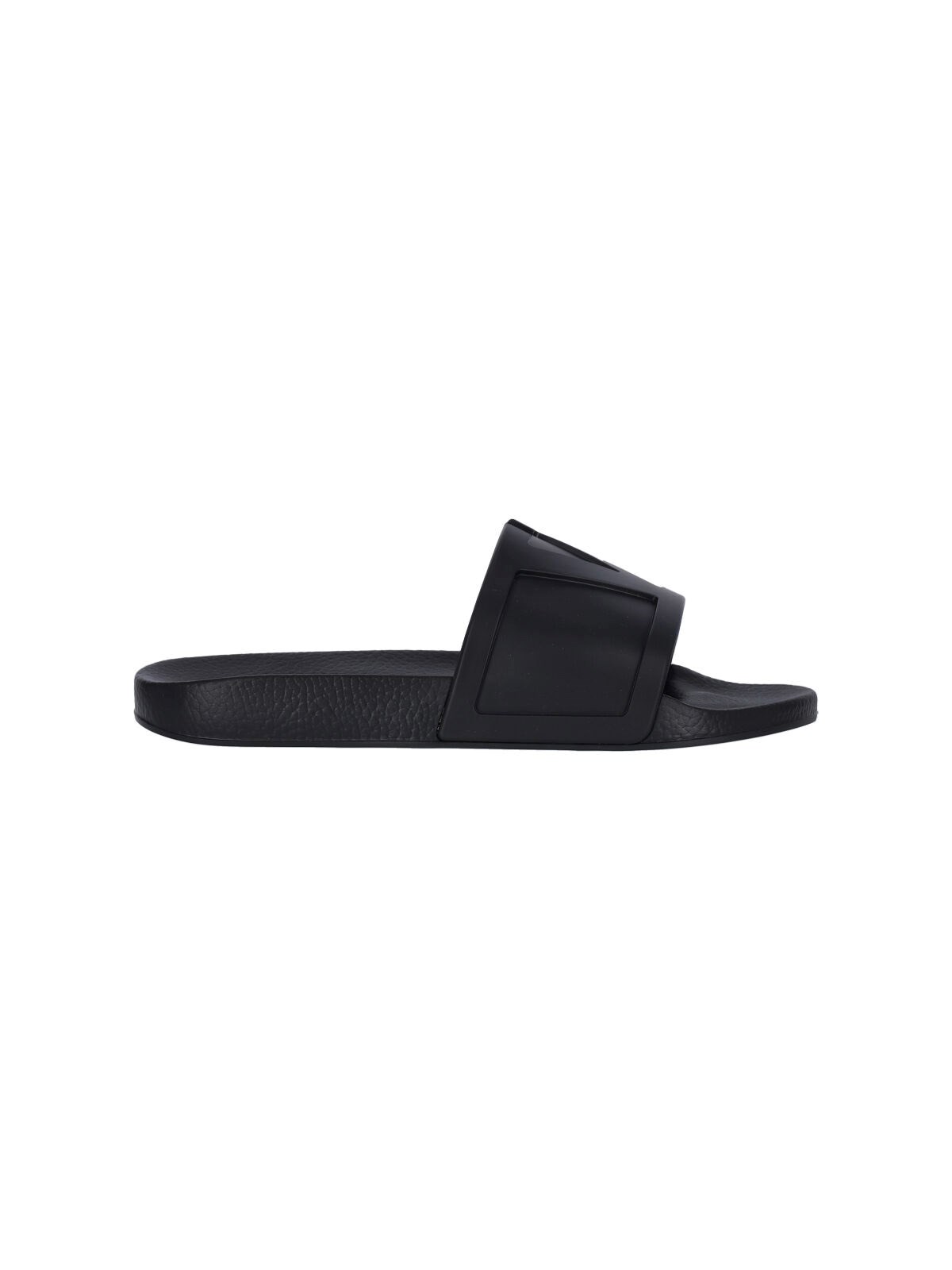 Valentino Logo Slide Sandals In Black