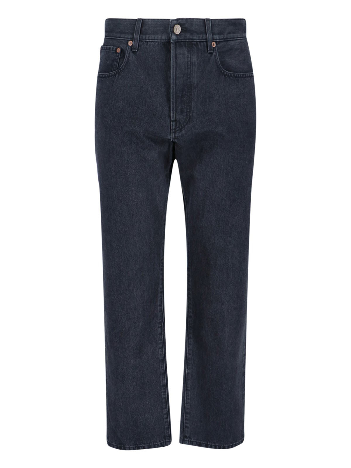 Valentino Straight Trousers With Pockets And Belt Loops In Blue