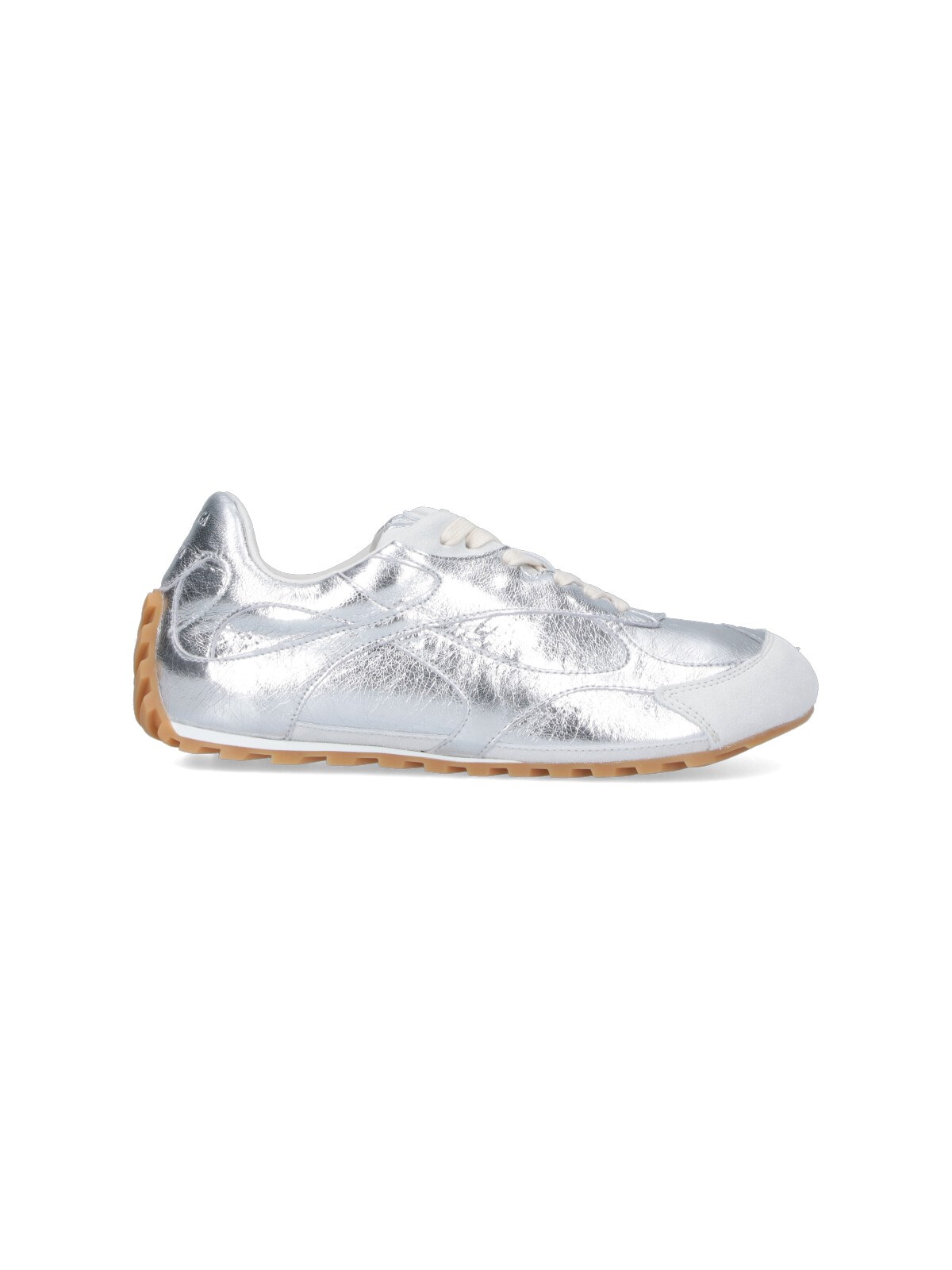 Bottega Veneta Orbit Flash Metallic Leather Sneakers In Silver