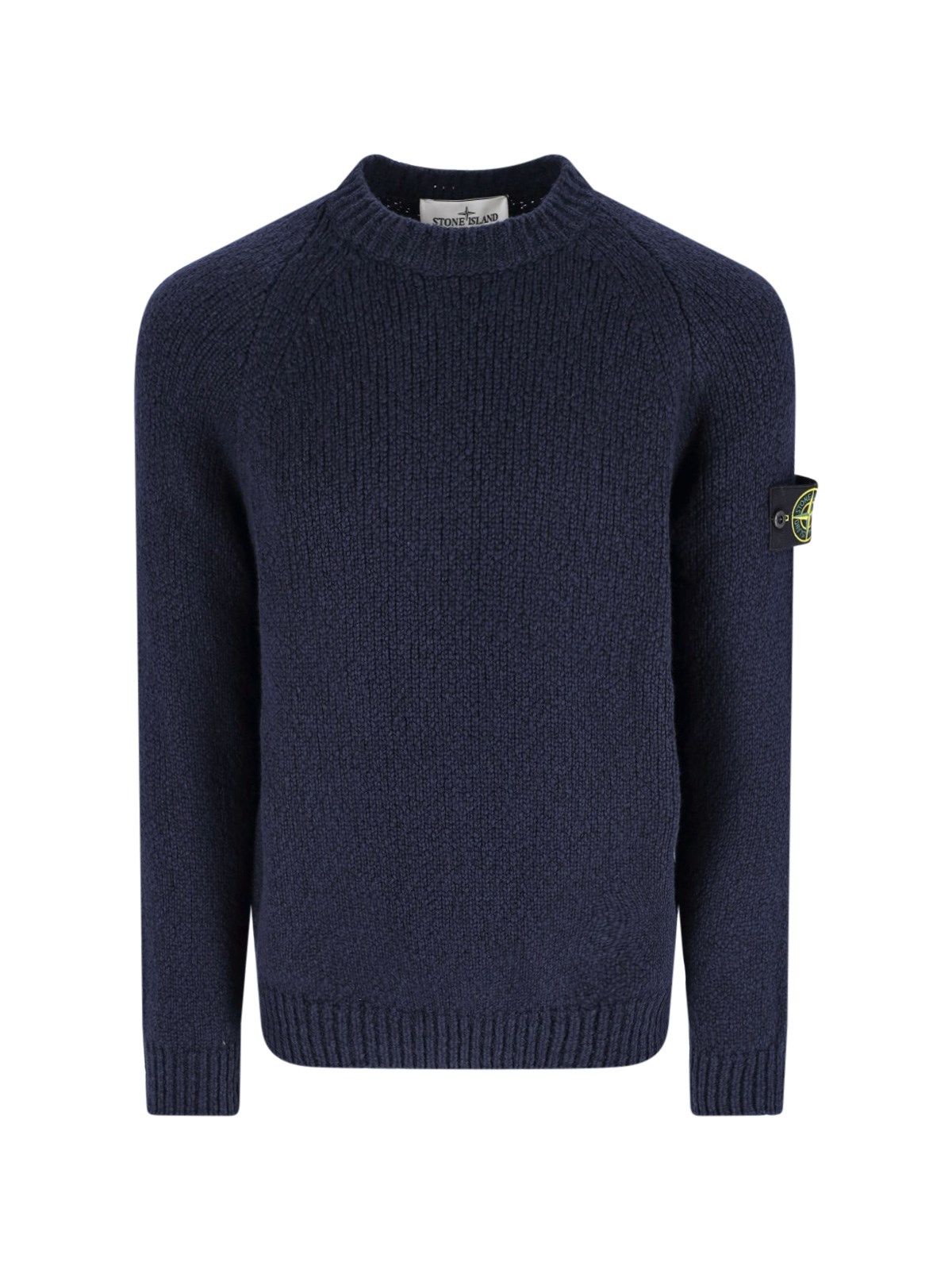 Stone Island Crew Neck Wool Sweater In Blue