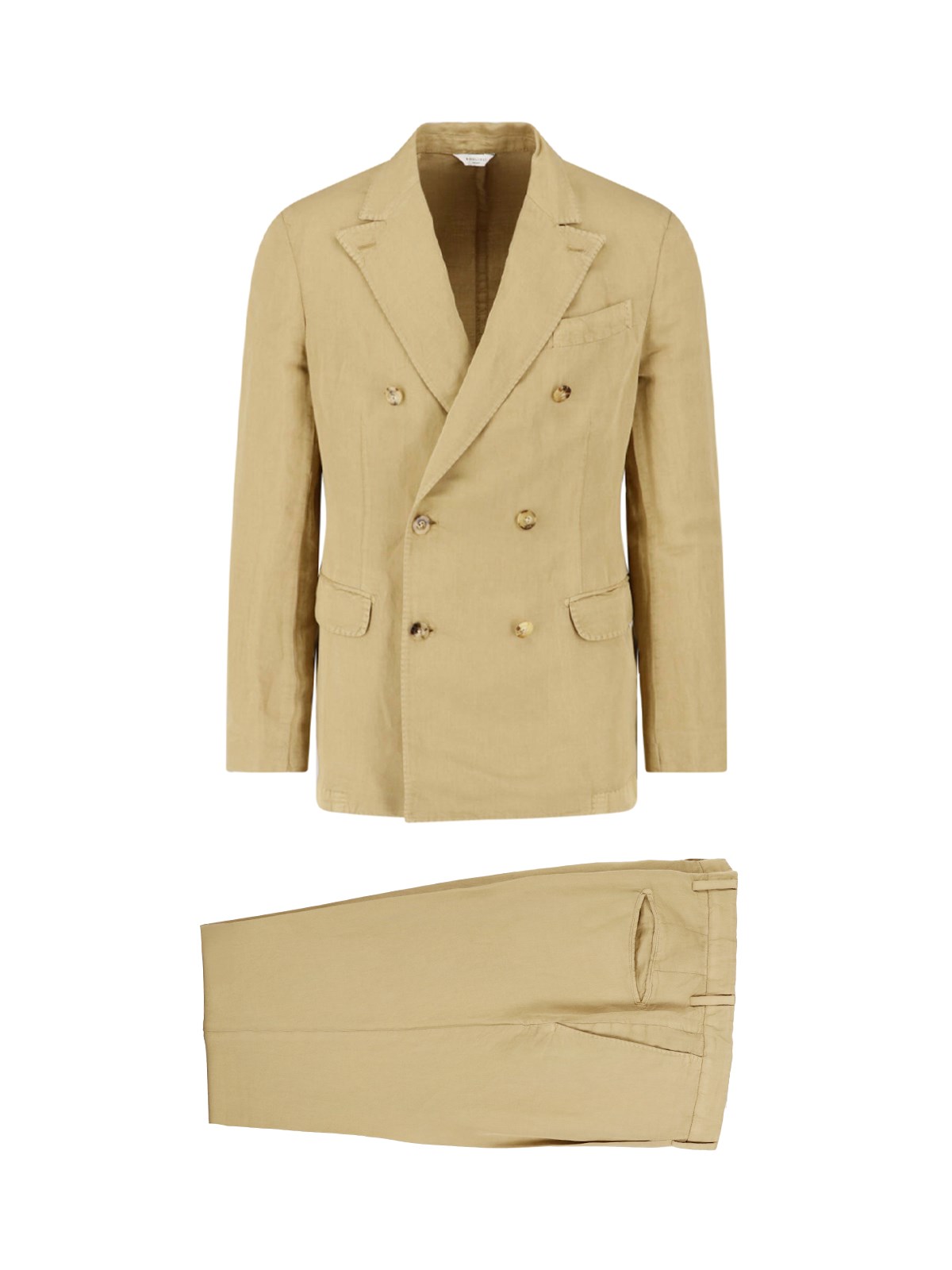 Boglioli Double-Breasted Suit In Cotton And Linen