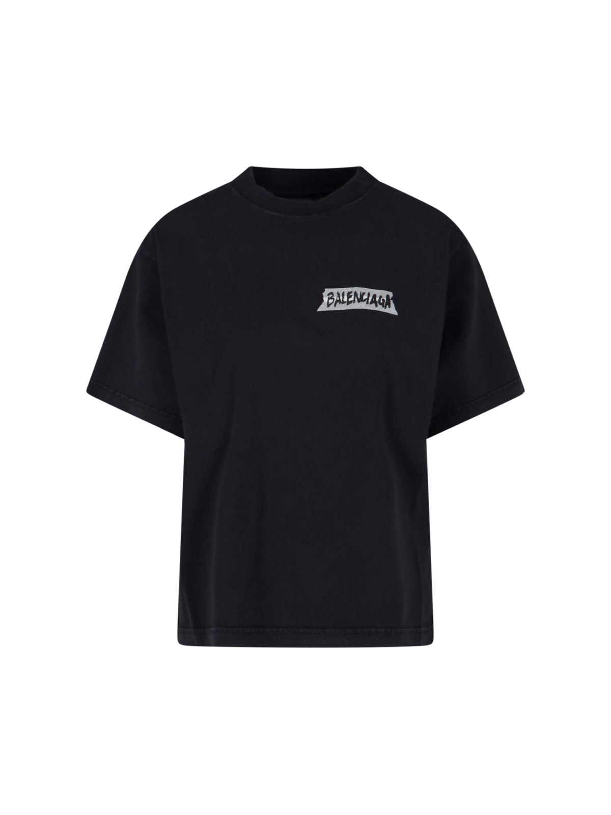 Balenciaga Logo Cotton T-Shirt — Black
