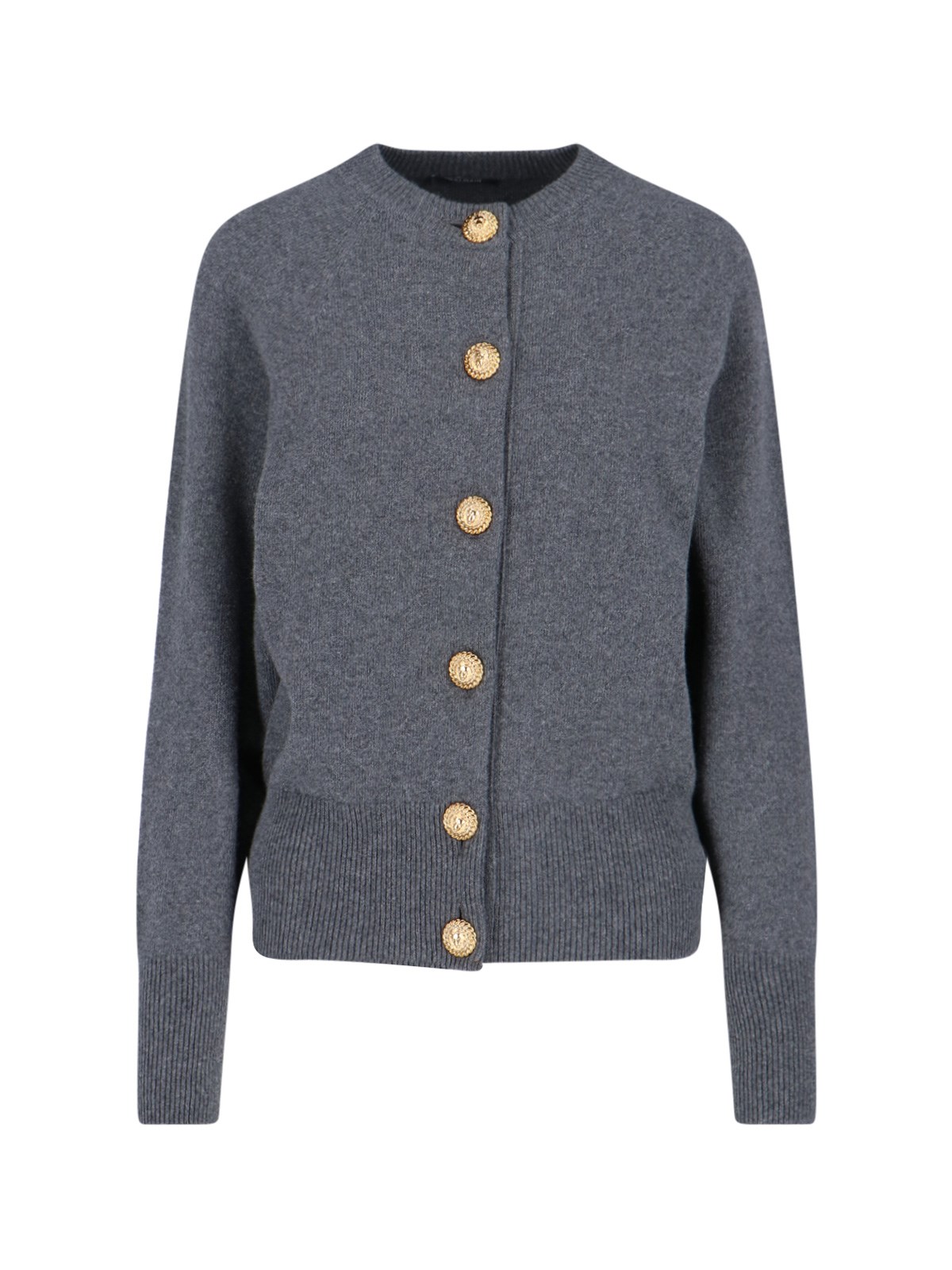 Balmain Cashmere Blend Cardigan In Gray