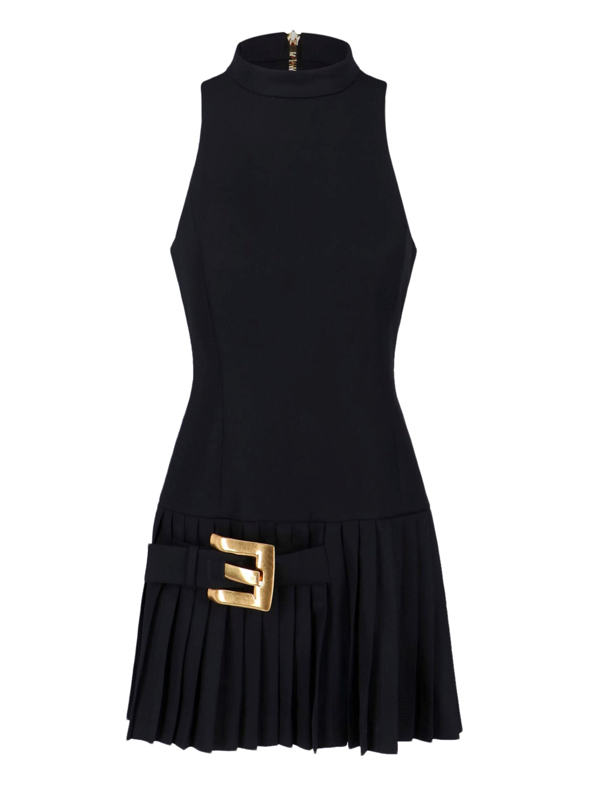 Balmain Virgin Wool Mini Dress In Black