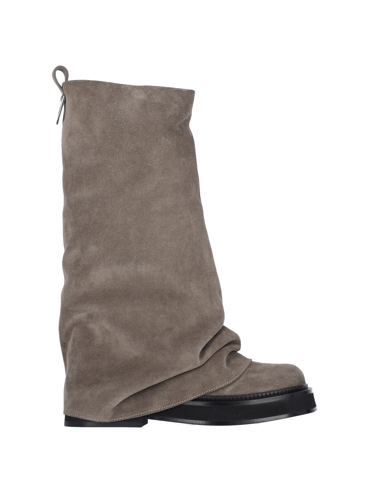 Attico Robin Taupe Suede Combat Boots In Brown