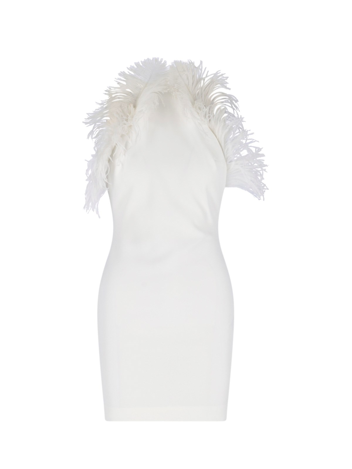 Attico Feather Mini Dress In White