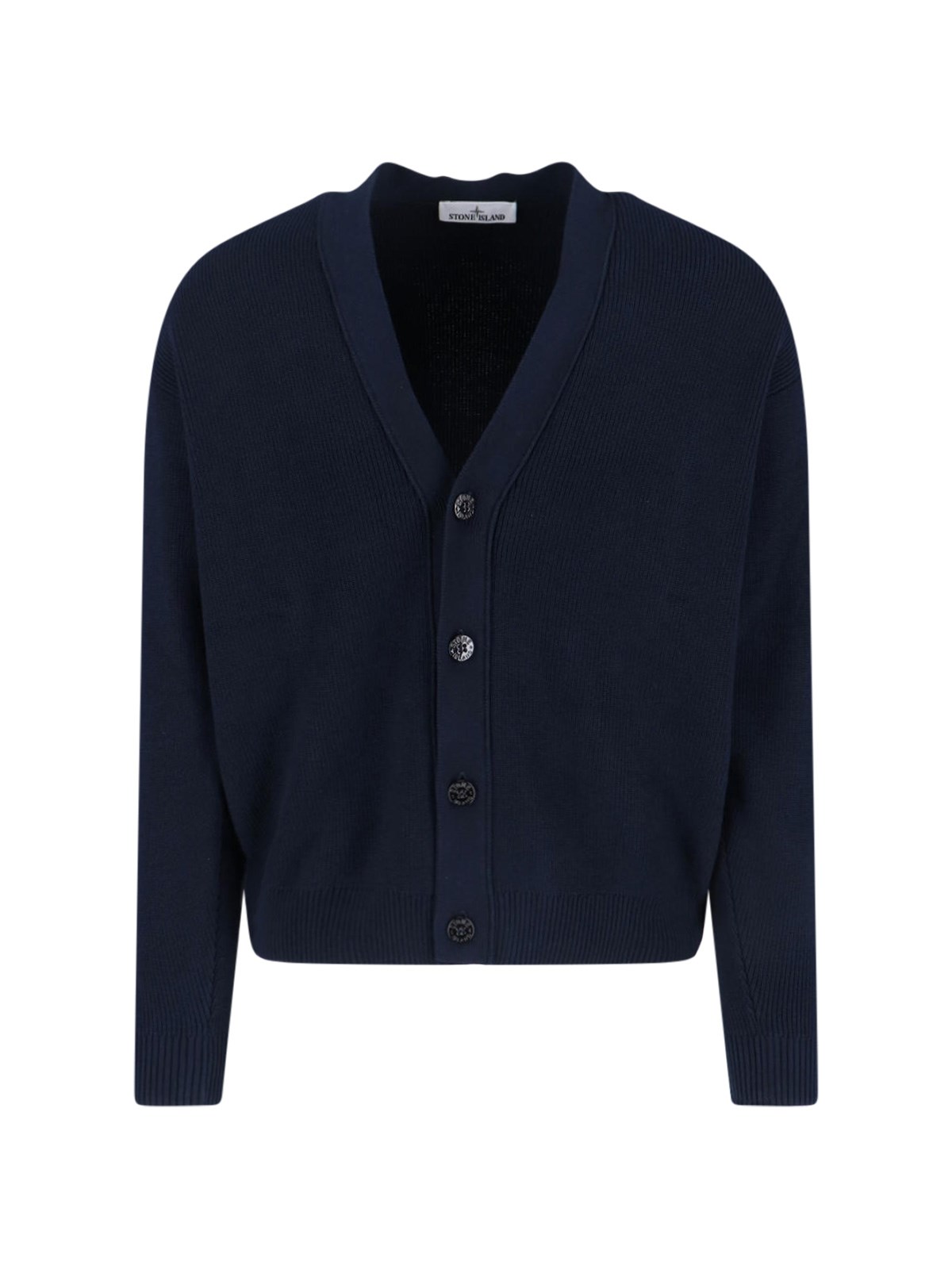 Stone Island Buttons Cardigan In Blue