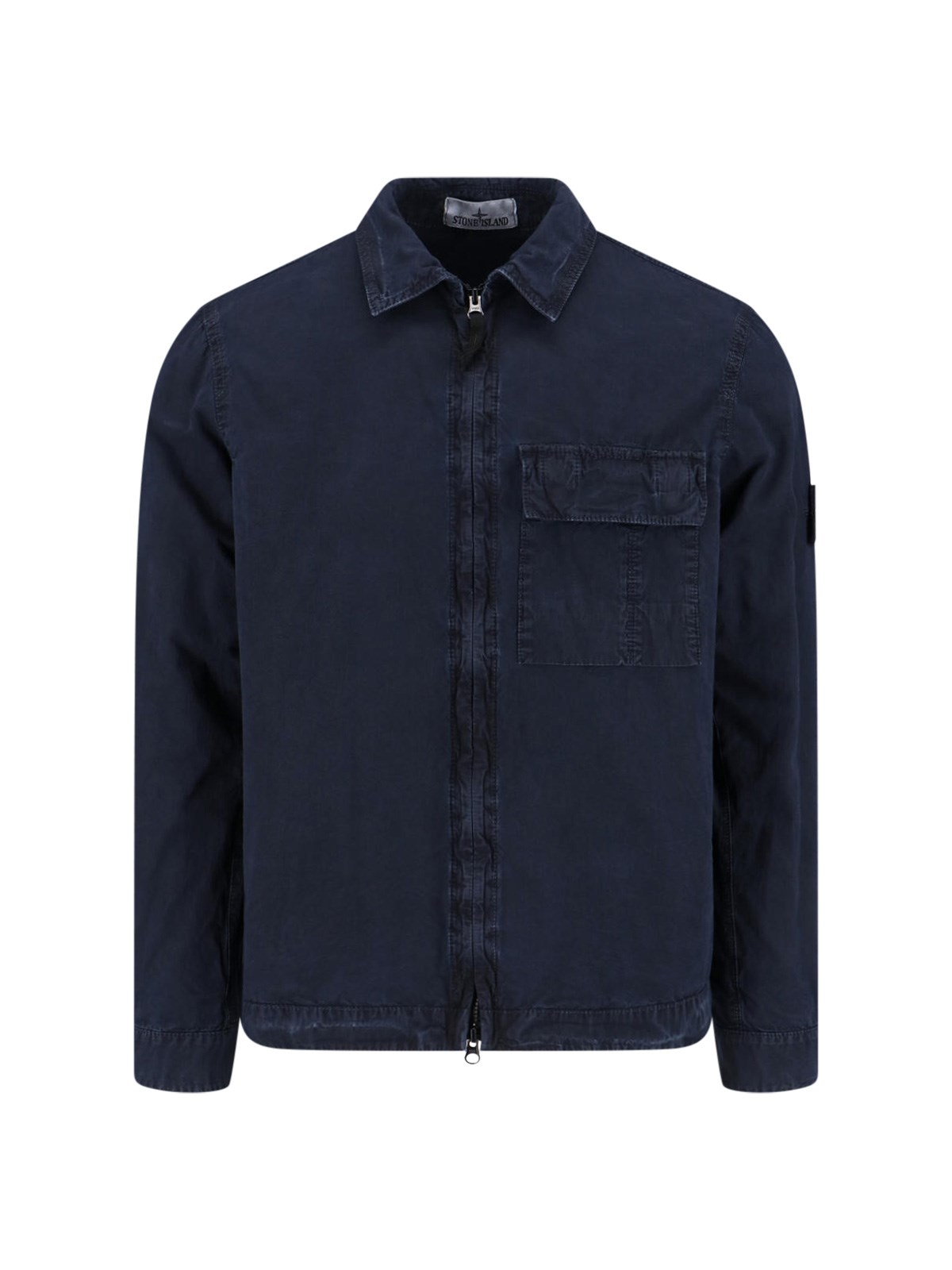Stone Island Zip Shirt In Blue
