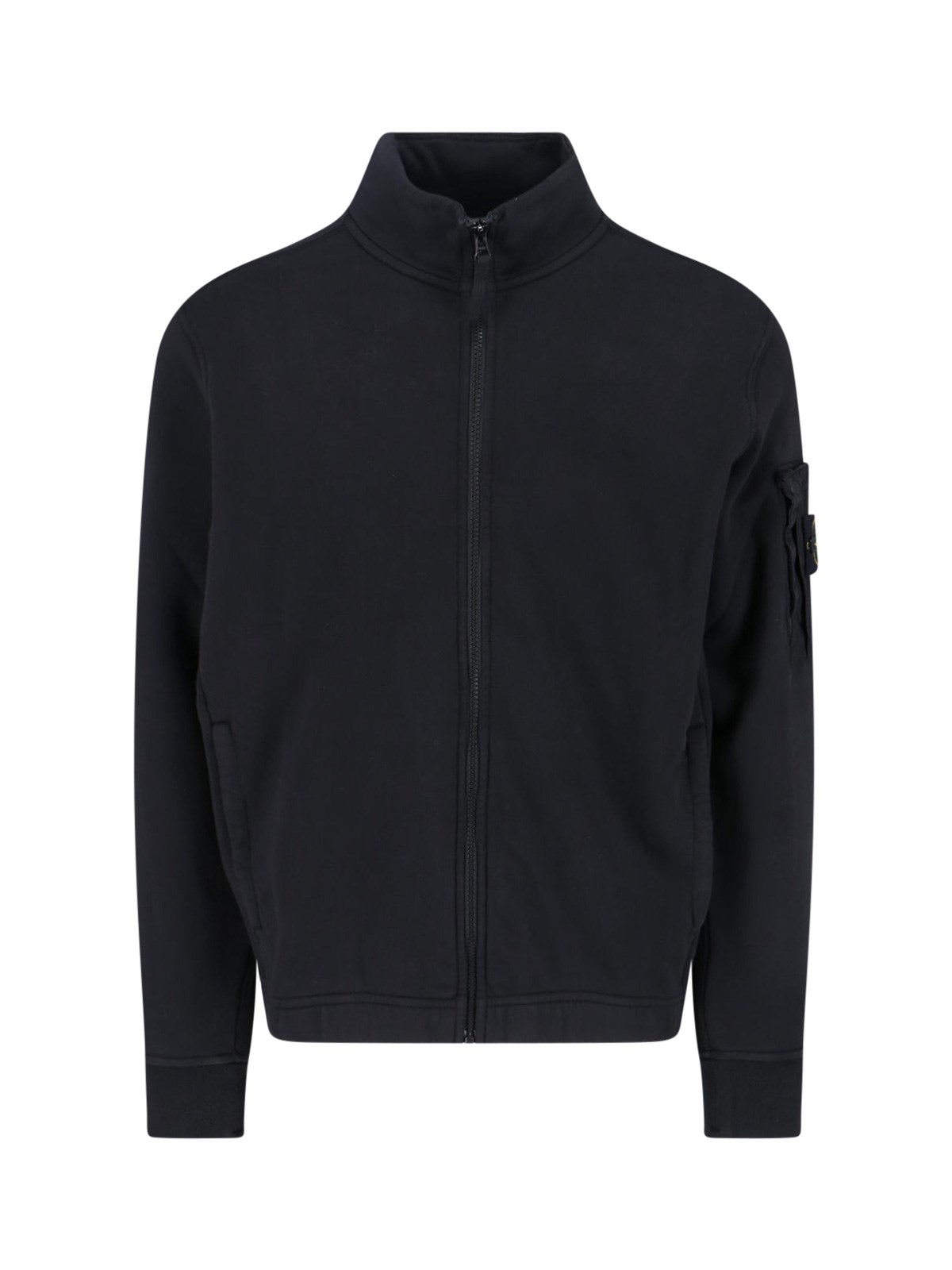 Stone Island Zip Sweatshirt In Black