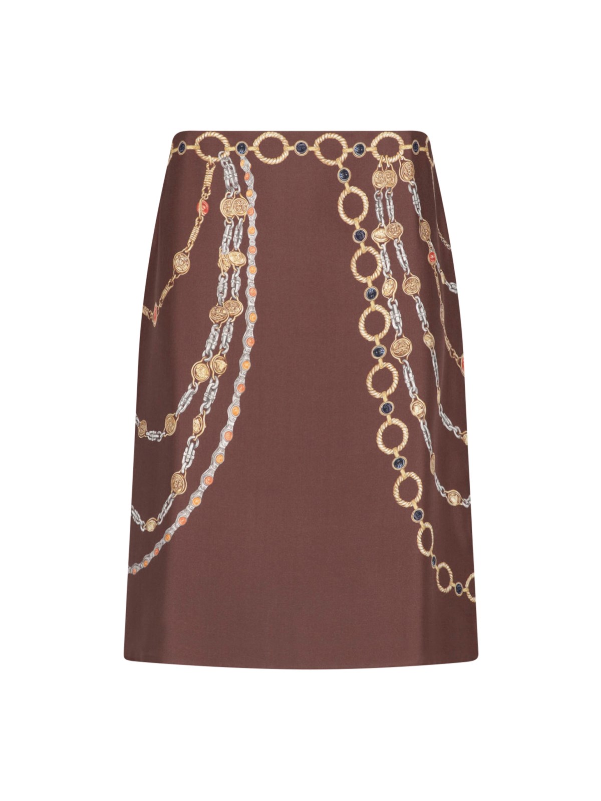 Versace Printed Silk Midi Skirt