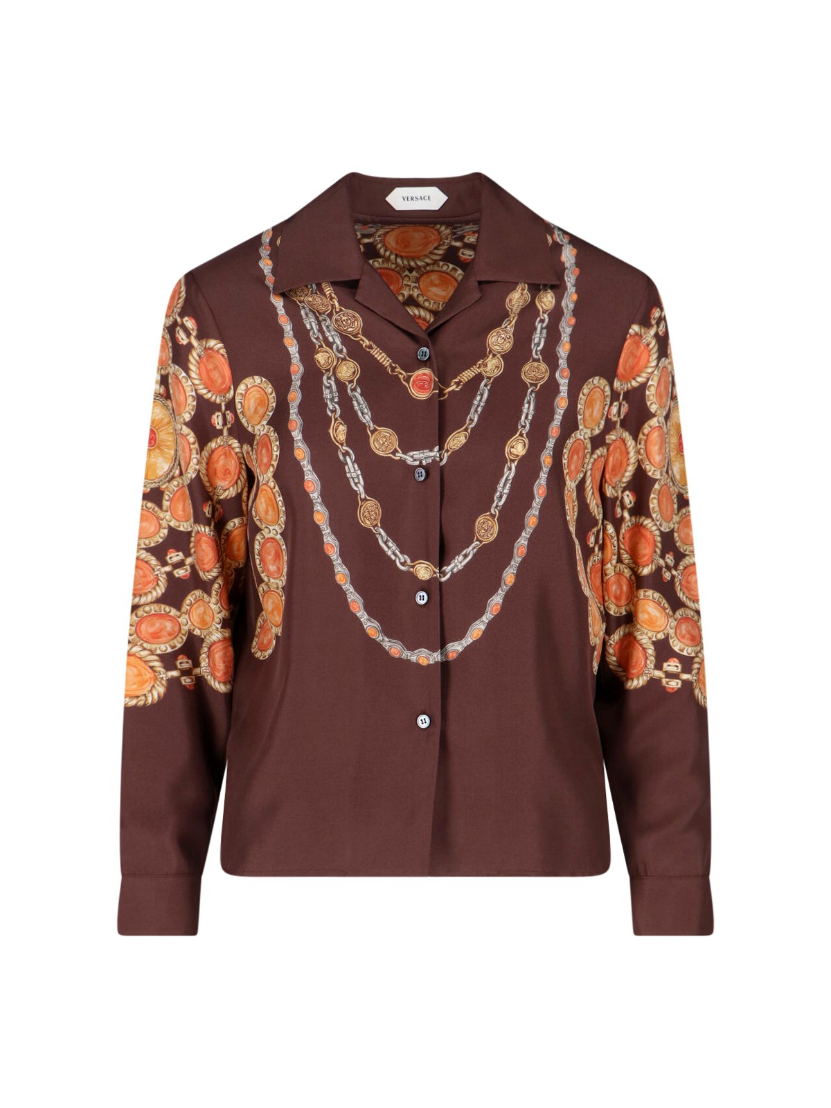 Versace Camicia In Twill Di Seta