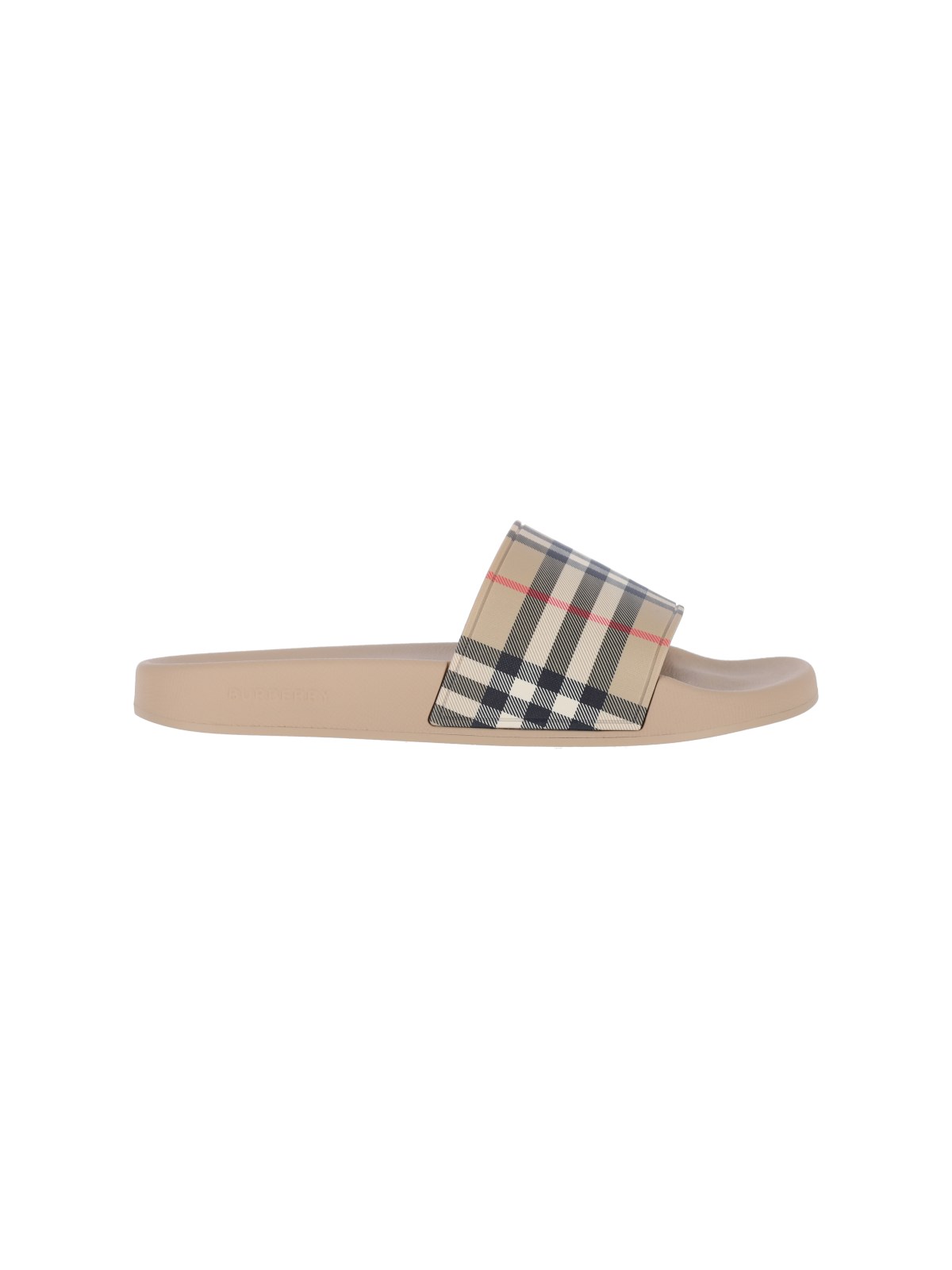 Burberry Check Slides In Sand