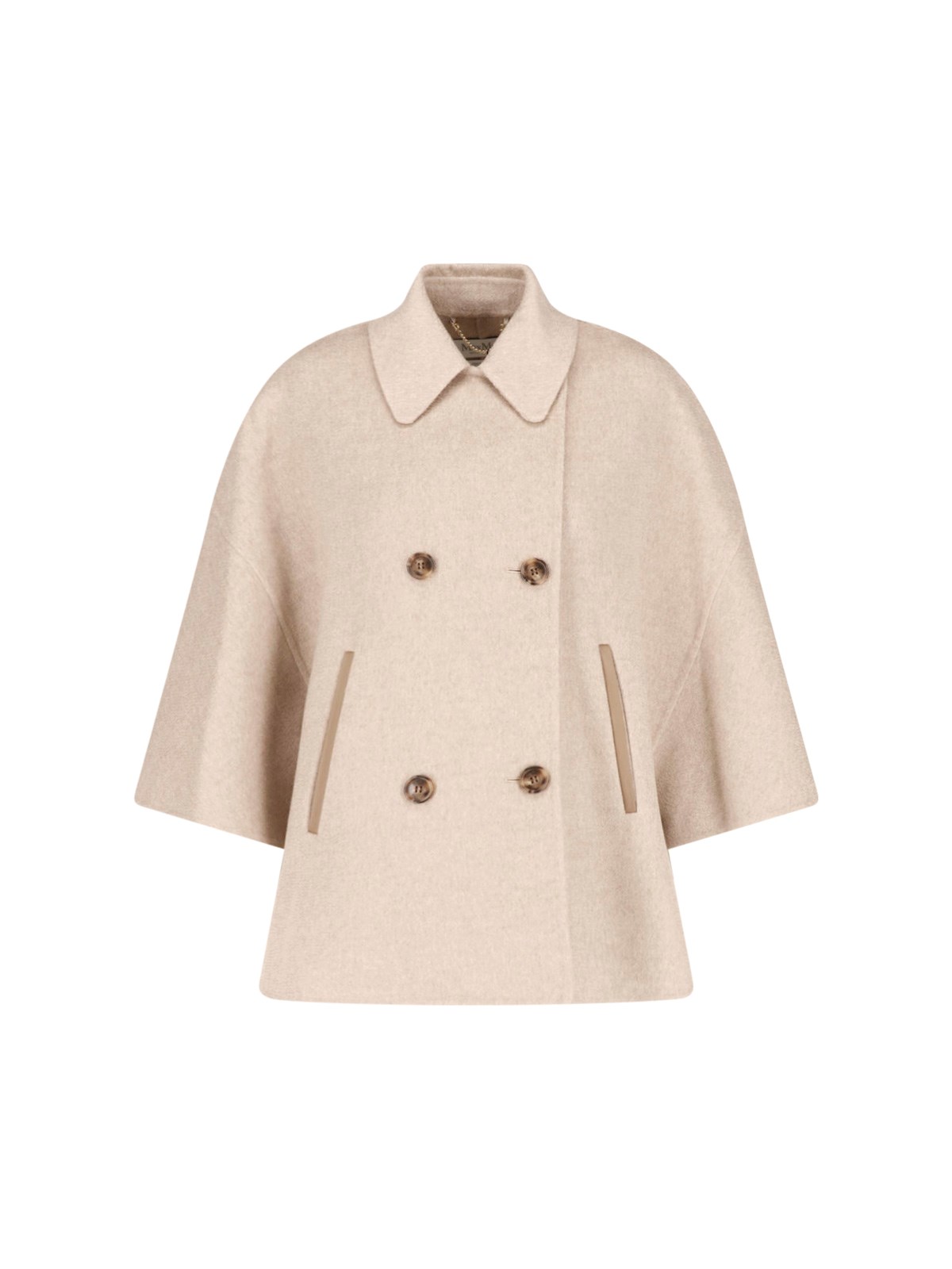 Max Mara Double-breasted Cashmere Cape In Beige