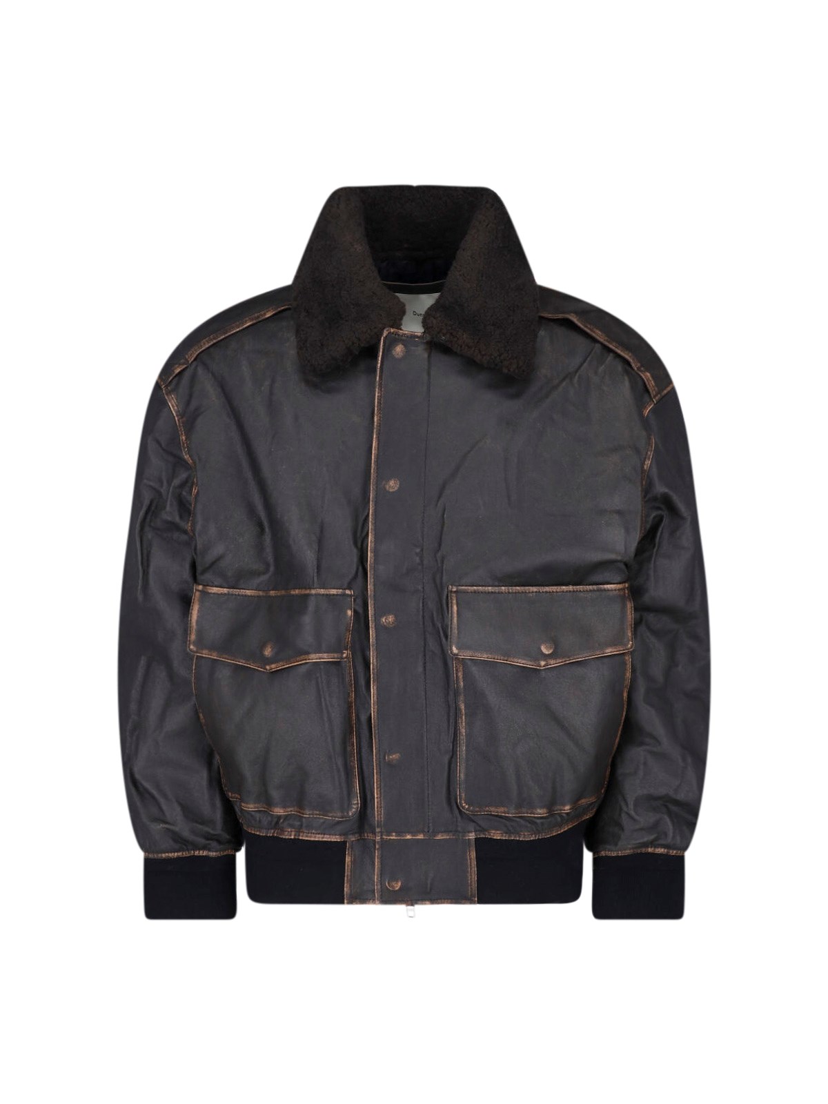 Dunst Uomo Nero Giacca Bomber In Pelle Di Agnello