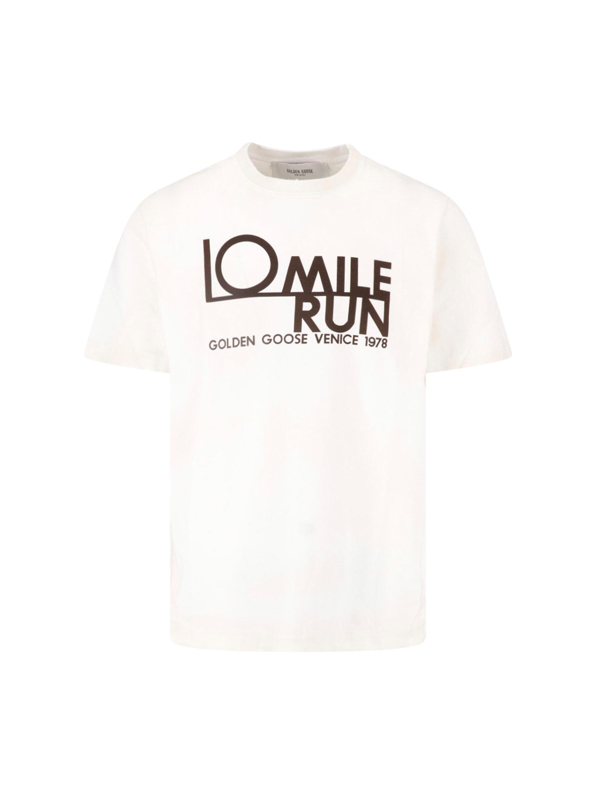 Golden Goose Men's White T-Shirt “10 Mile Run”
