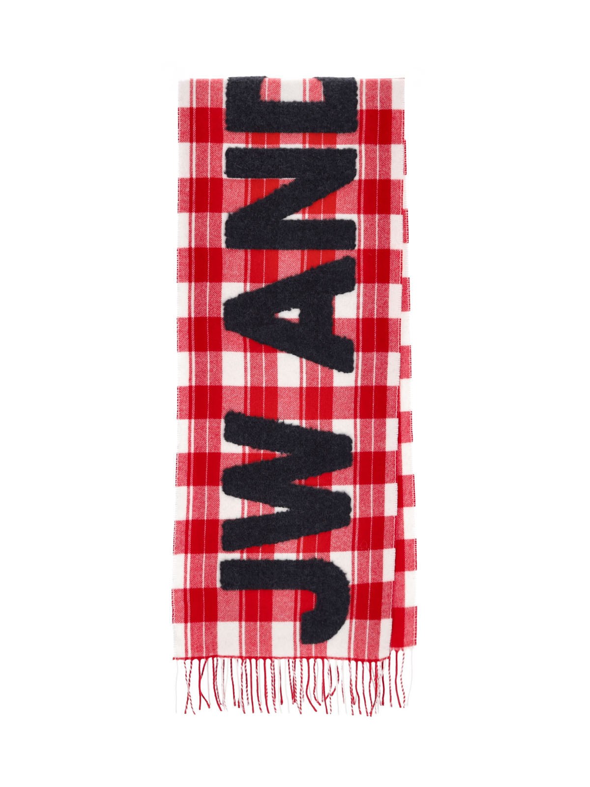 J.w. Anderson Unisex Red Logo Scarf In Virgin Wool And Alpaca