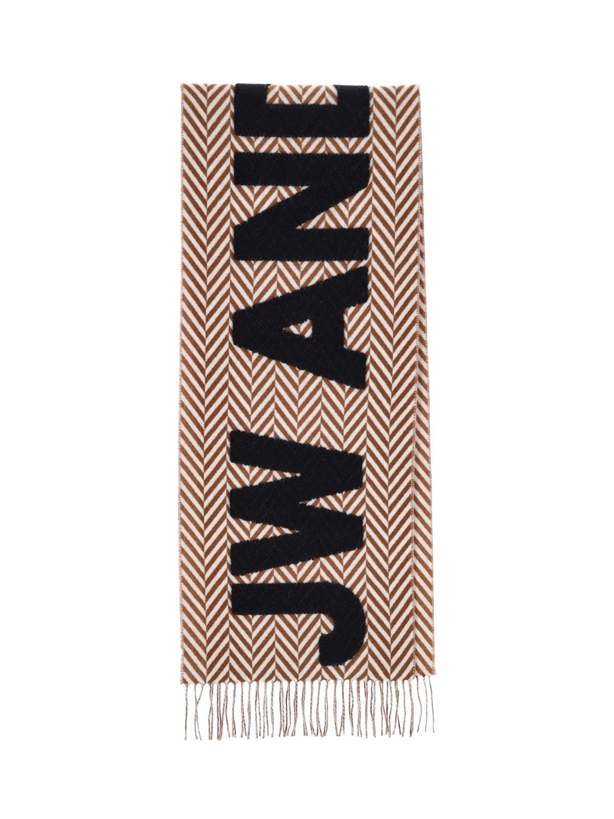 J.w. Anderson Unisex Brown Logo Scarf In Virgin Wool And Alpaca