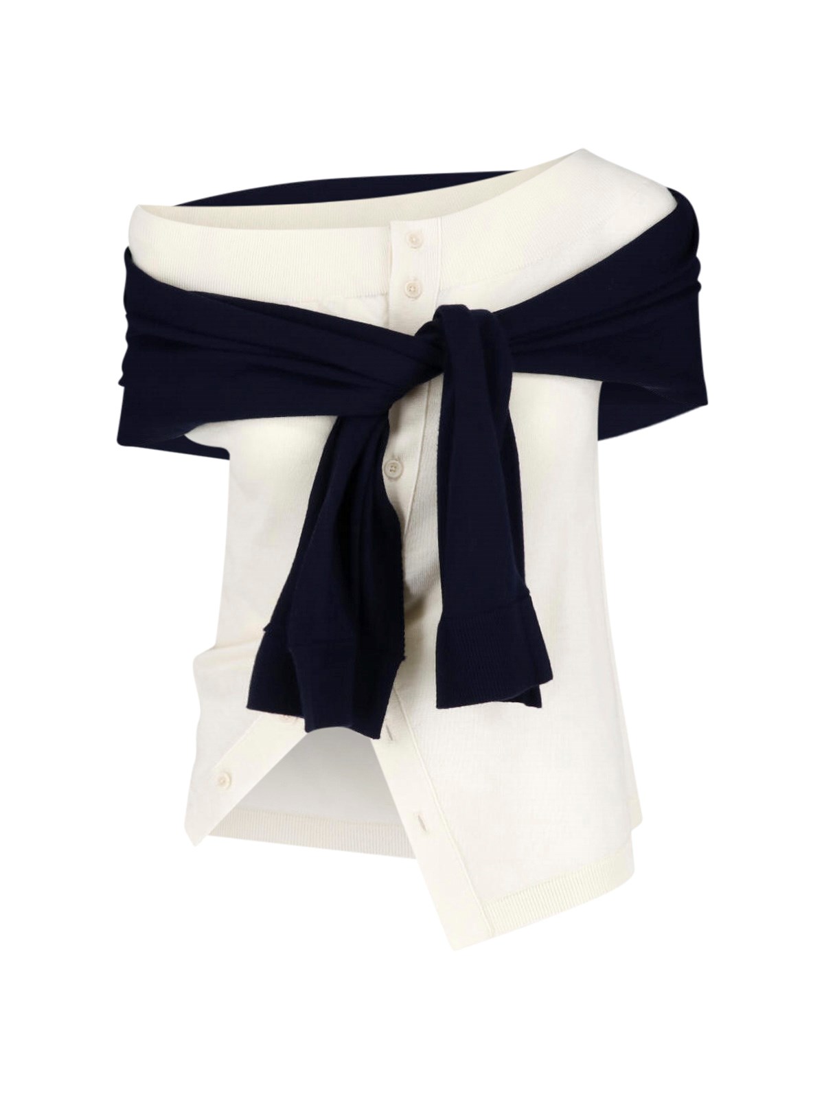 J.w. Anderson Women's White Off-Shoulder Wool Top