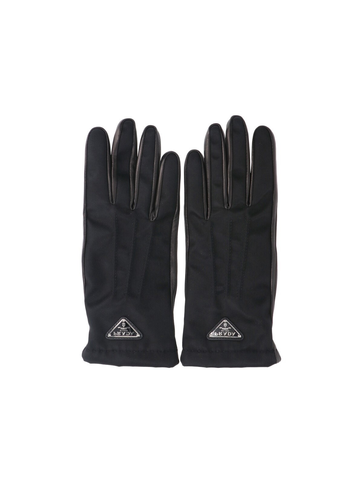 Prada Men's Black Gloves In "Re-Nylon" And Nappa