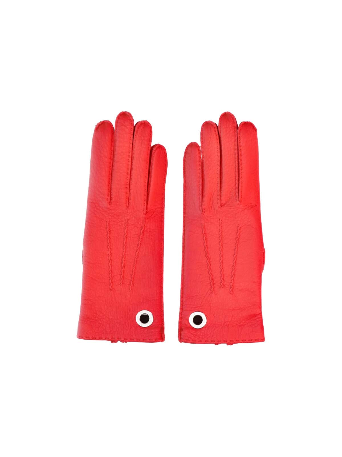 Ami Donna Rosso Guanti In Pelle