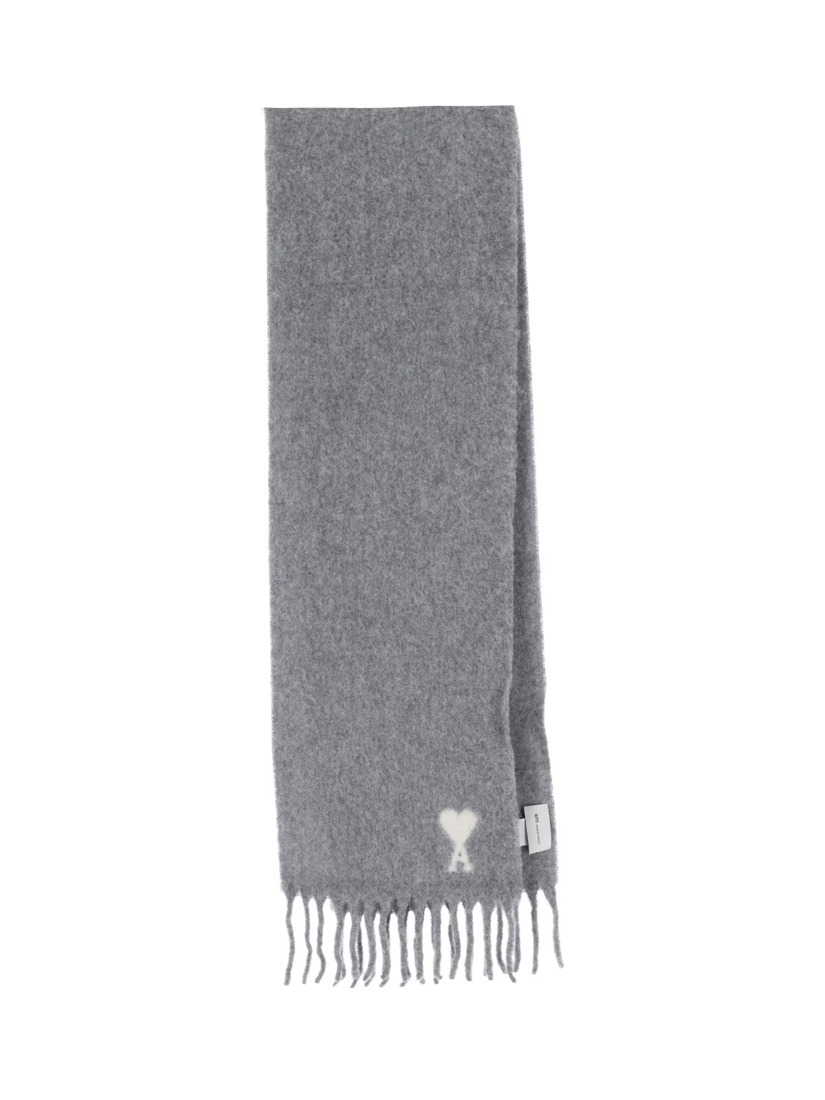 Ami Paris Unisex Grigio - Sciarpa In Lana Con Logo - Accessories - One Size - Immagine 7