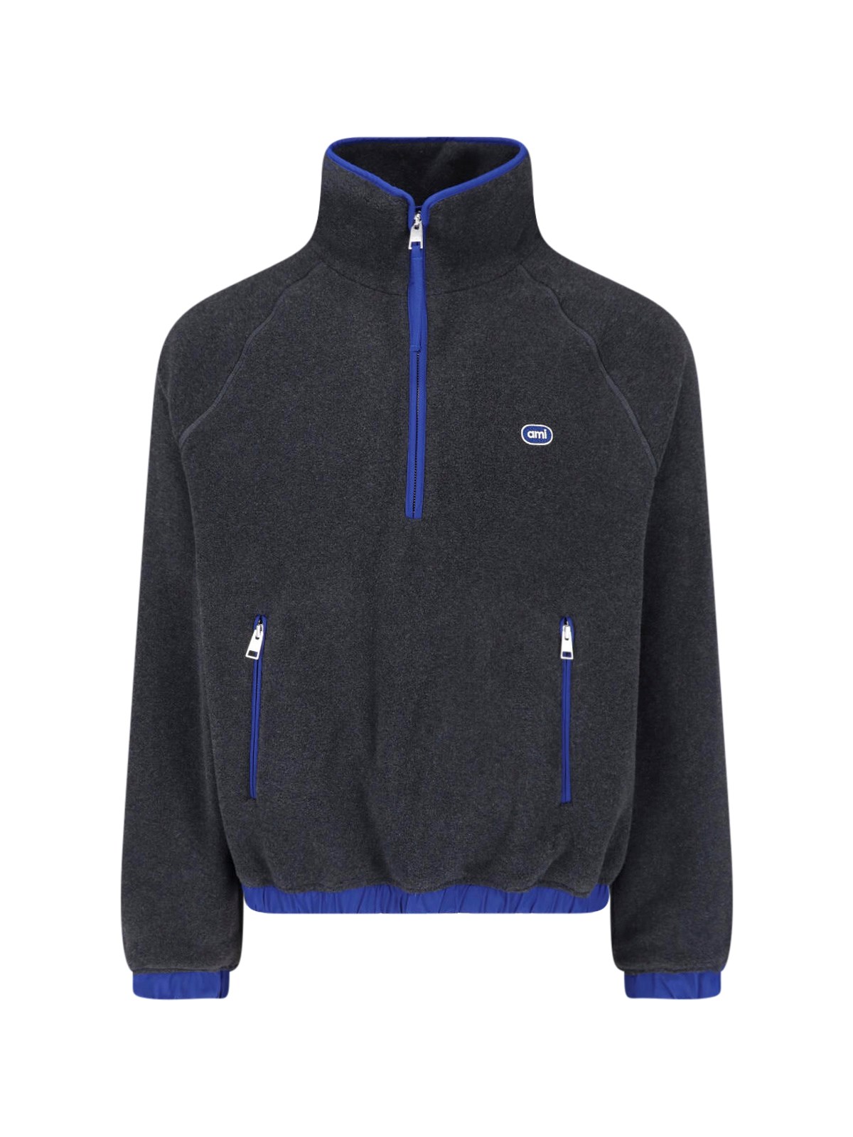 Anthrazitgraues Fleece-Sweatshirt mit Ami Patch