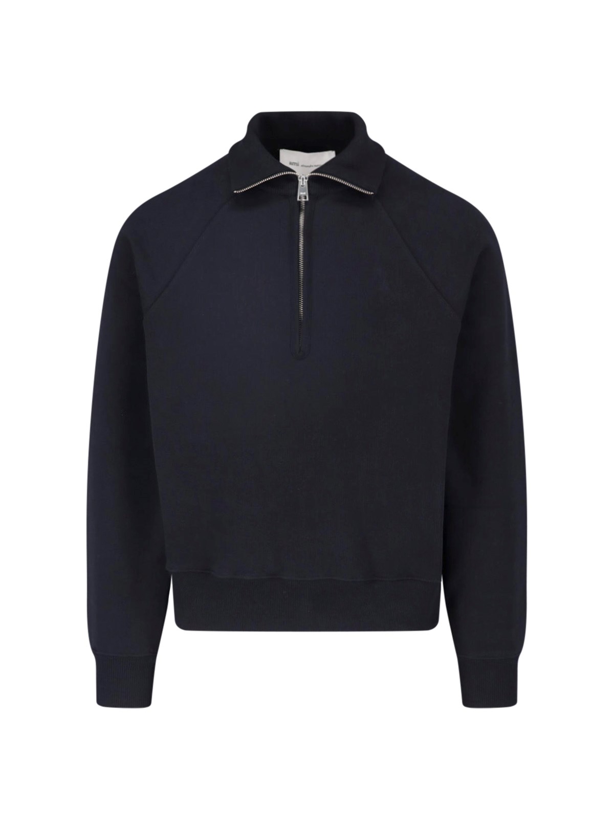 Ami Uomo Nero Felpa Zip In Cotone