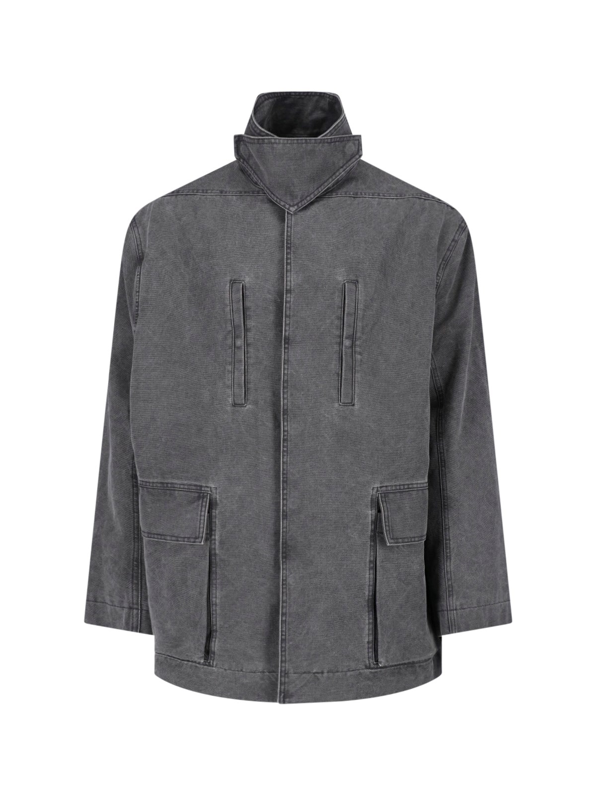 Rick Owens Men's Gray Jacket "Collared Mac"
