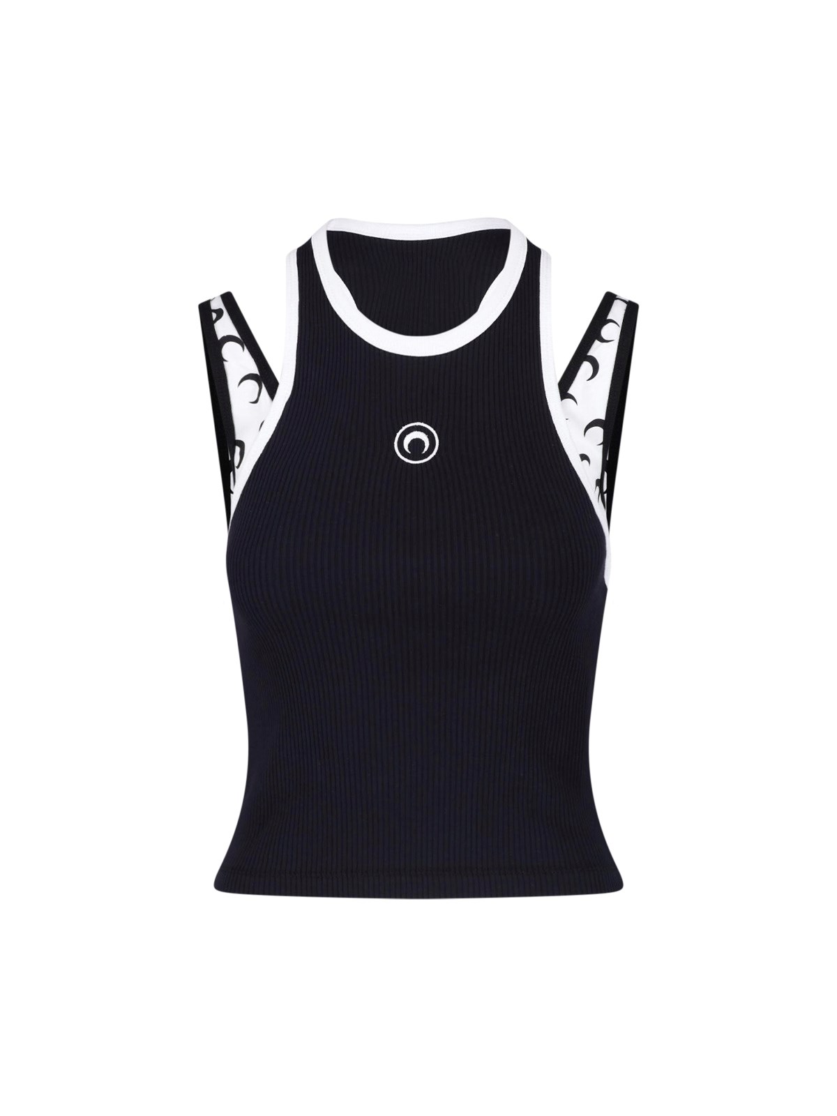 MARINE SERRE Two-Tone 'Moon Logo Jersey' Tank Top
