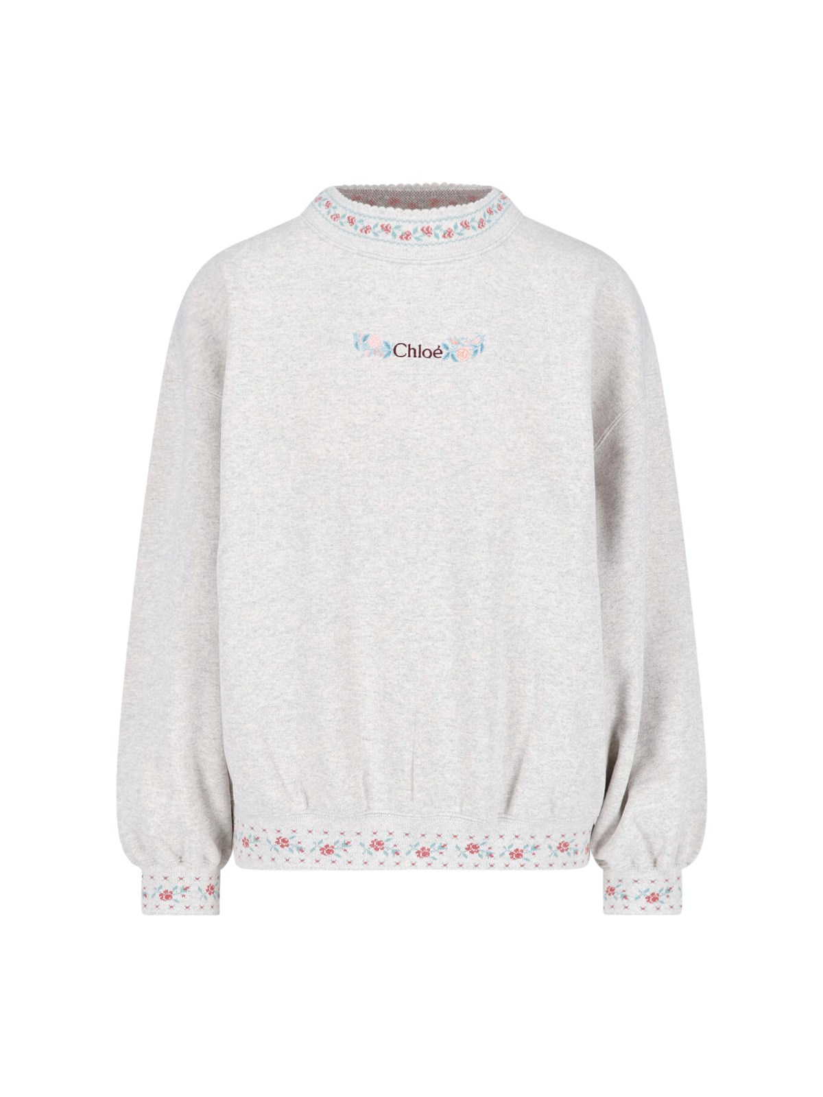 Chloé Cotton Logo Sweatshirt In Gray