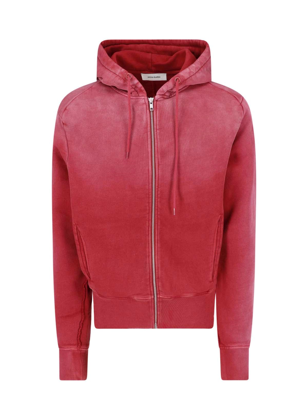 Entire Studios Unisex Rosso Felpa Zip In Cotone