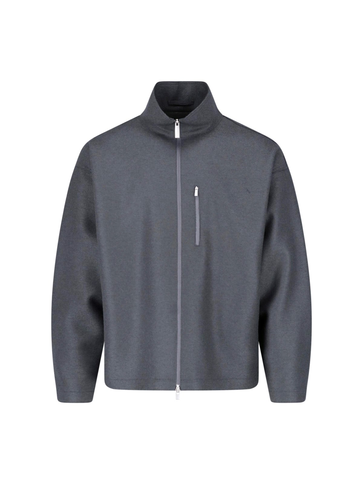 Laminar Zip-front Wool Jacket With Stand Collar In Gray