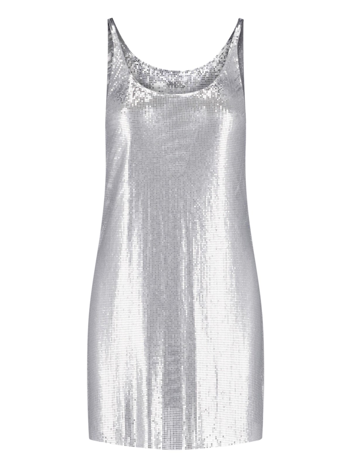 Rabanne Donna Argento Abito Mini In Maglia Metallica
