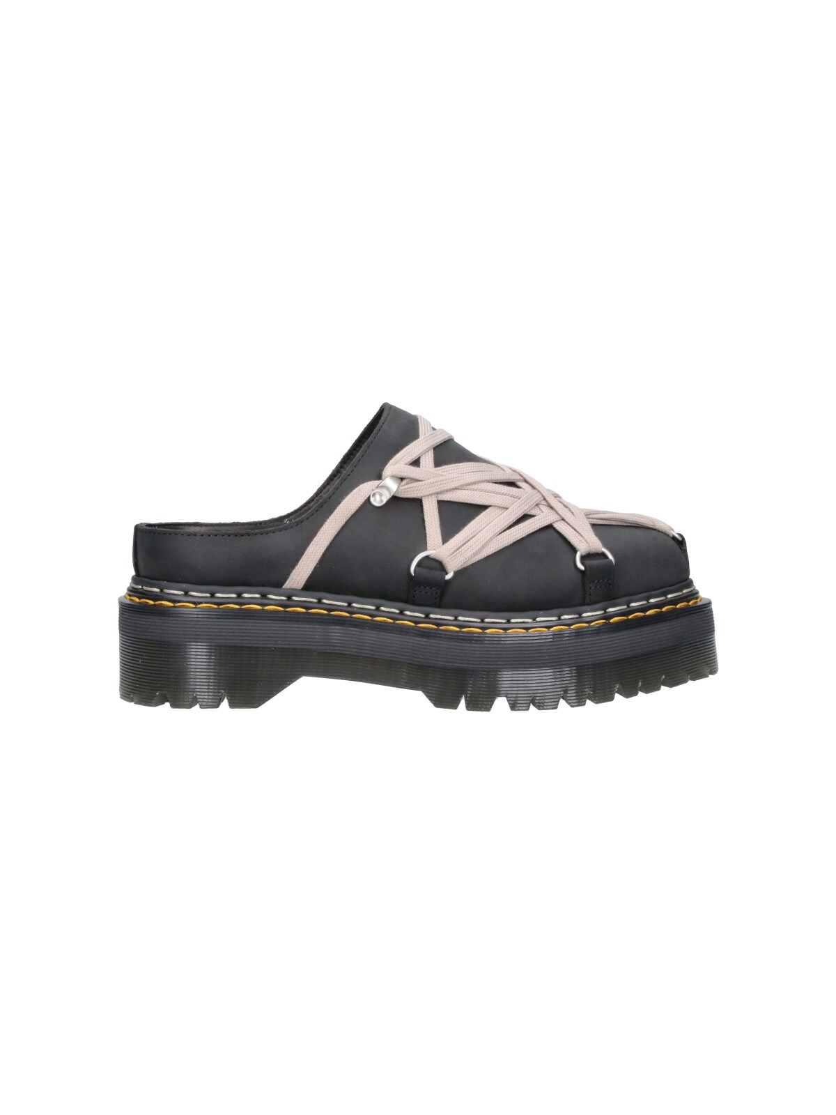 Rick Owens Men's Black Mules "Megalace"