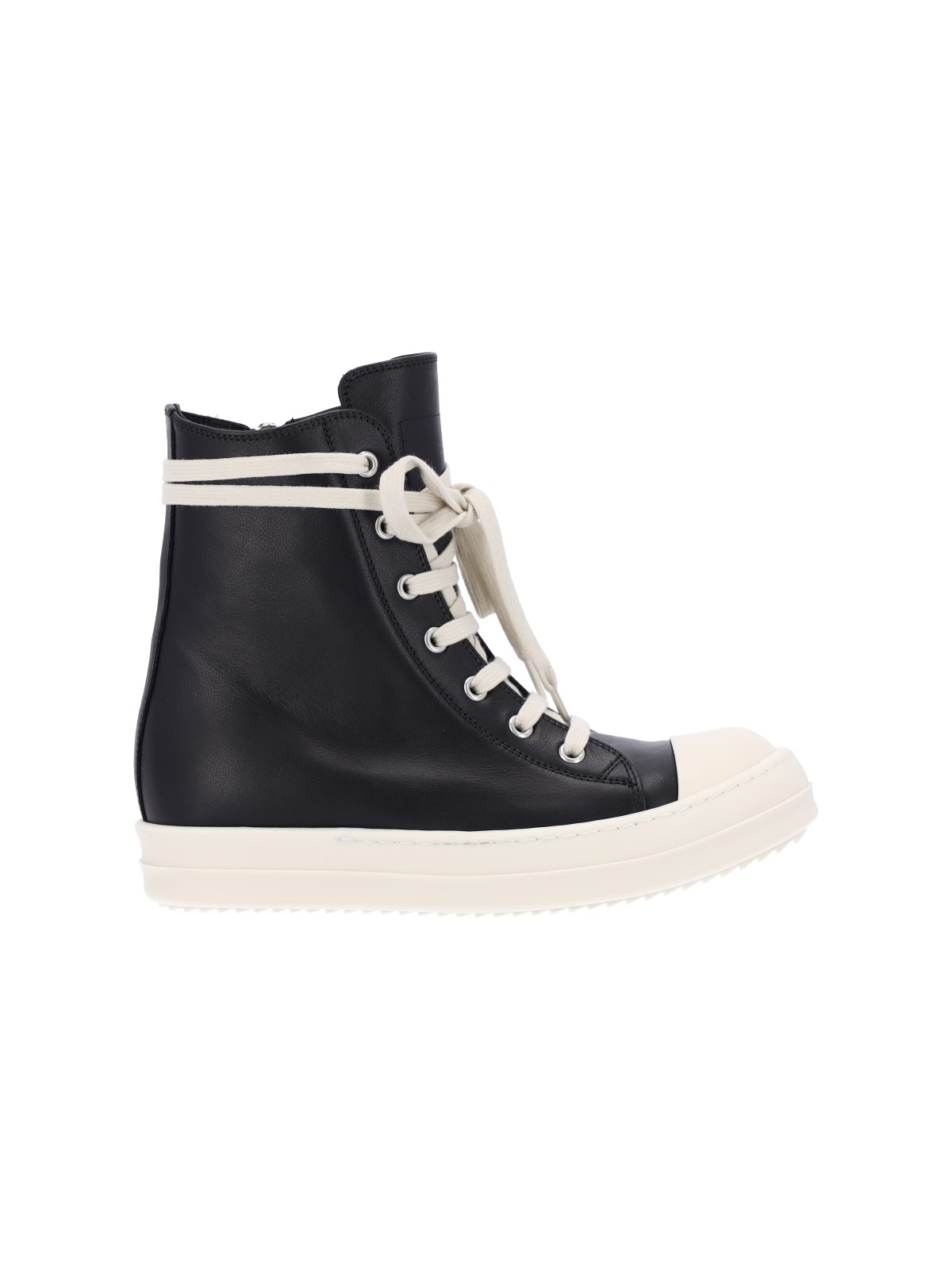 Rick Owens High-top Leather Sneakers In Black