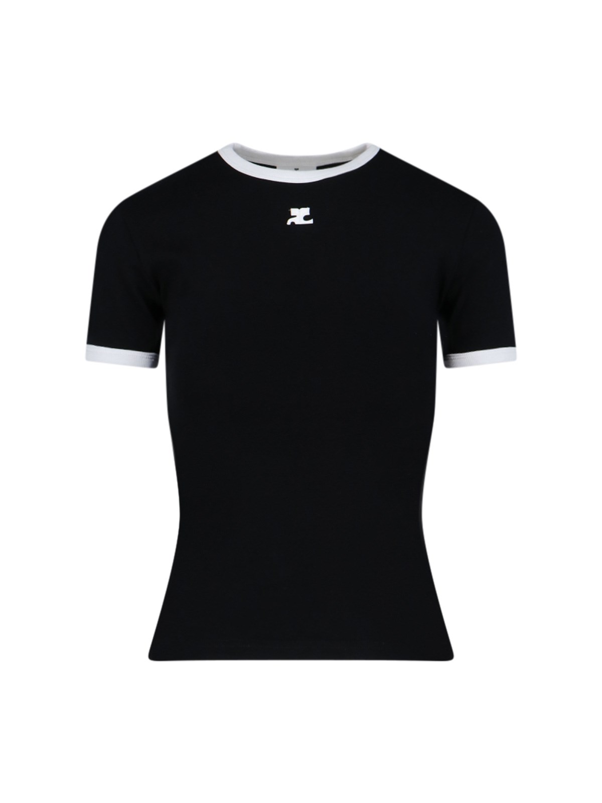 Courrèges Donna Nero T-Shirt Logo