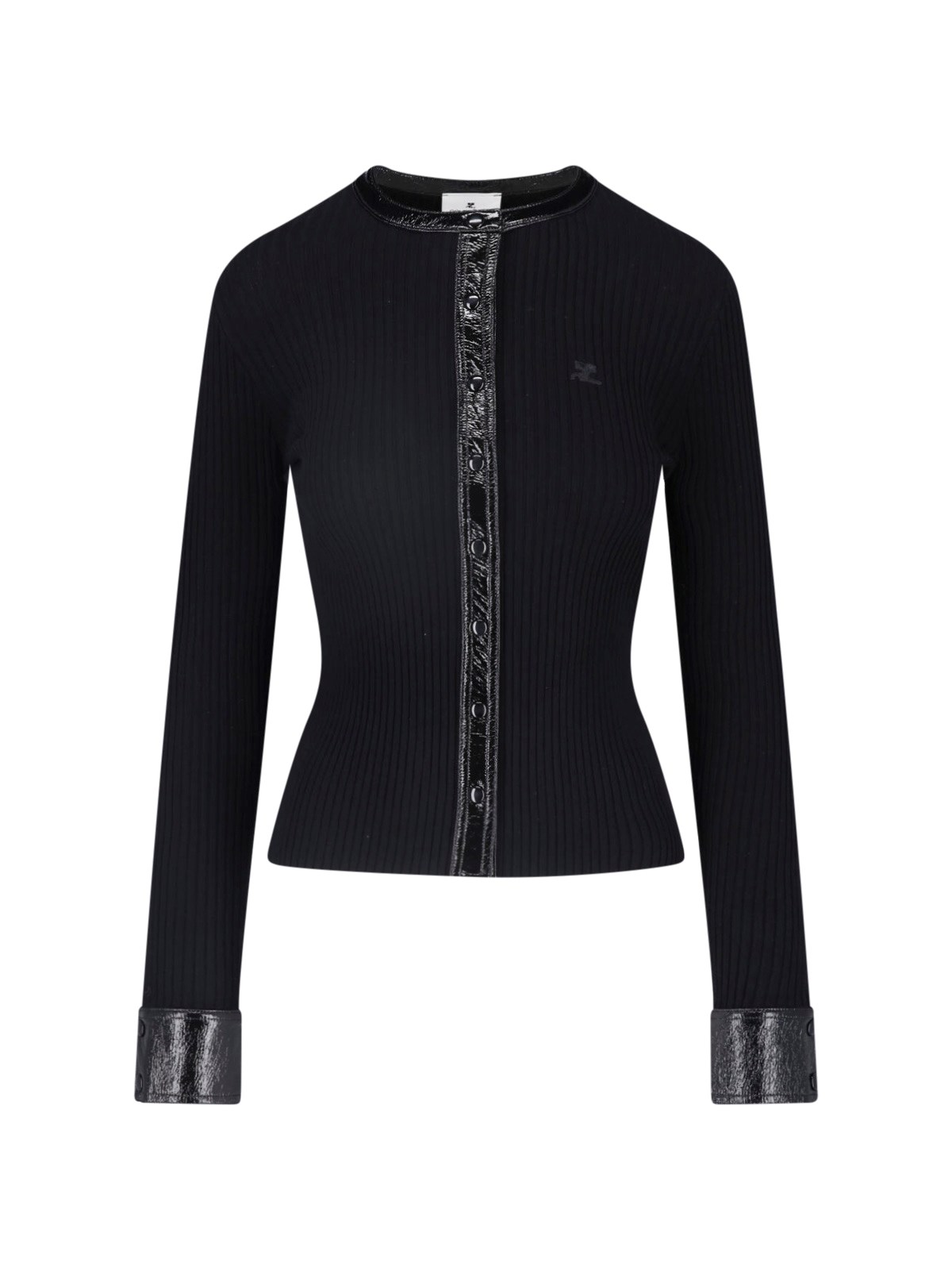 Courrèges Donna Nero Cardigan Dettagli In Vinile