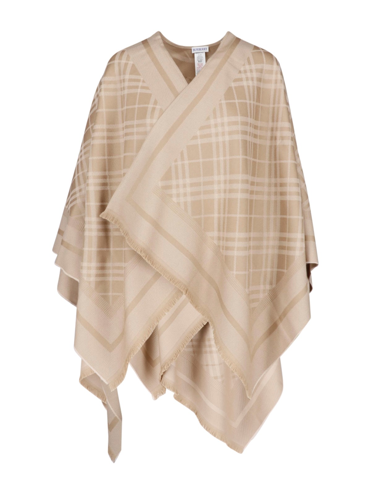 Burberry Donna Beige Mantella In Lana E Cashmere