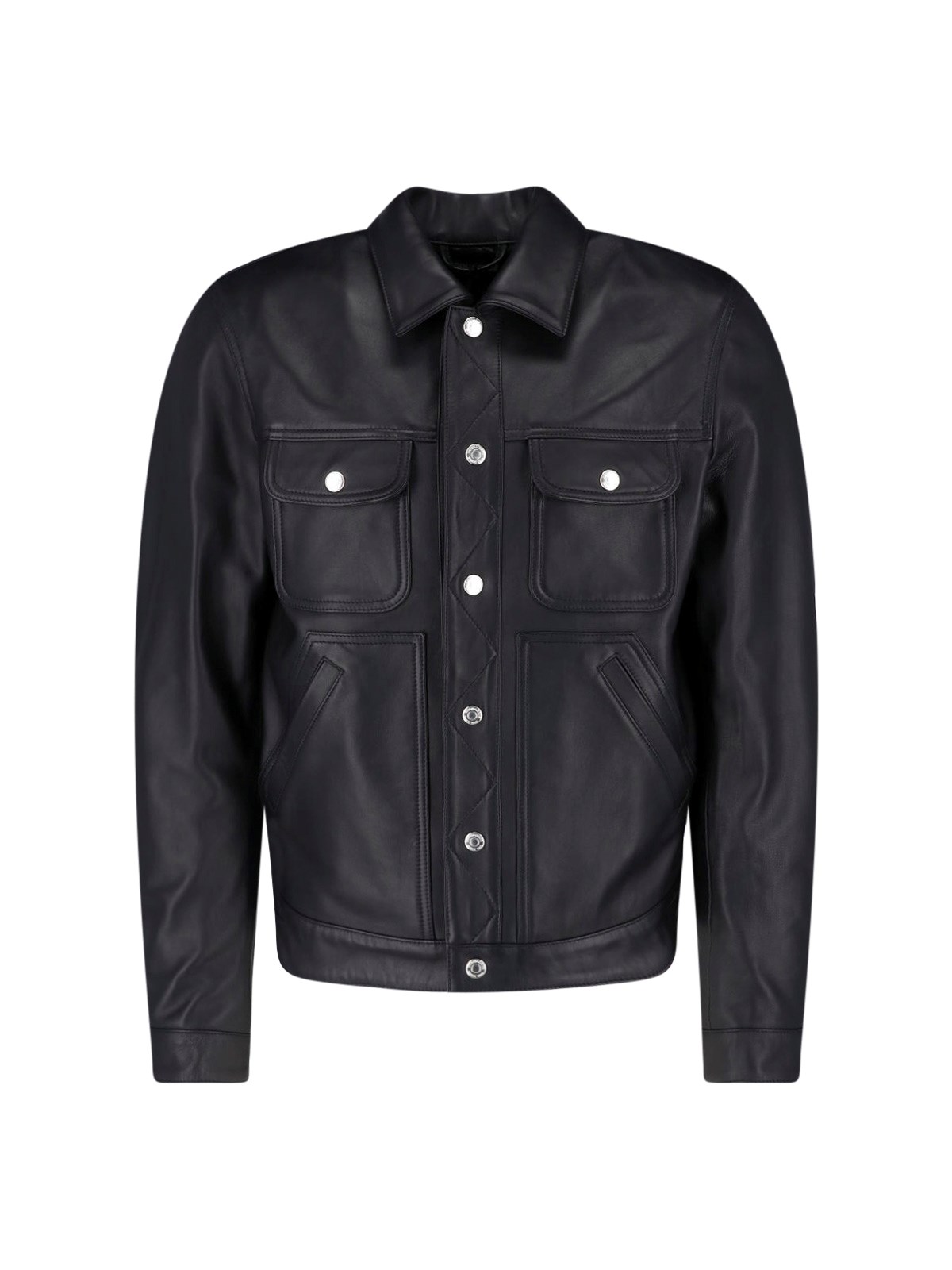 DSquared2 Black Leather Jacket "Trucker"