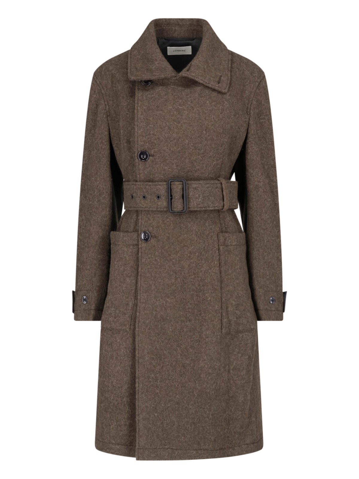 Lemaire Wool Coat In Brown