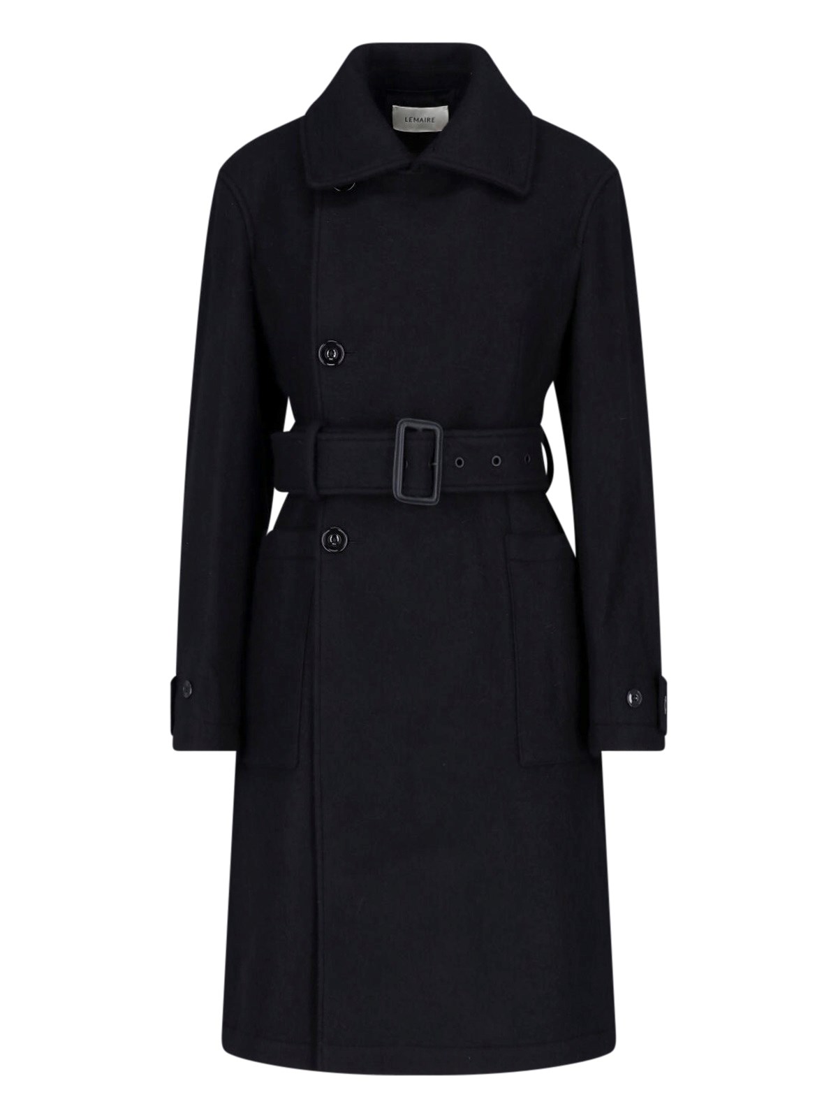 Lemaire Wool Coat In Black