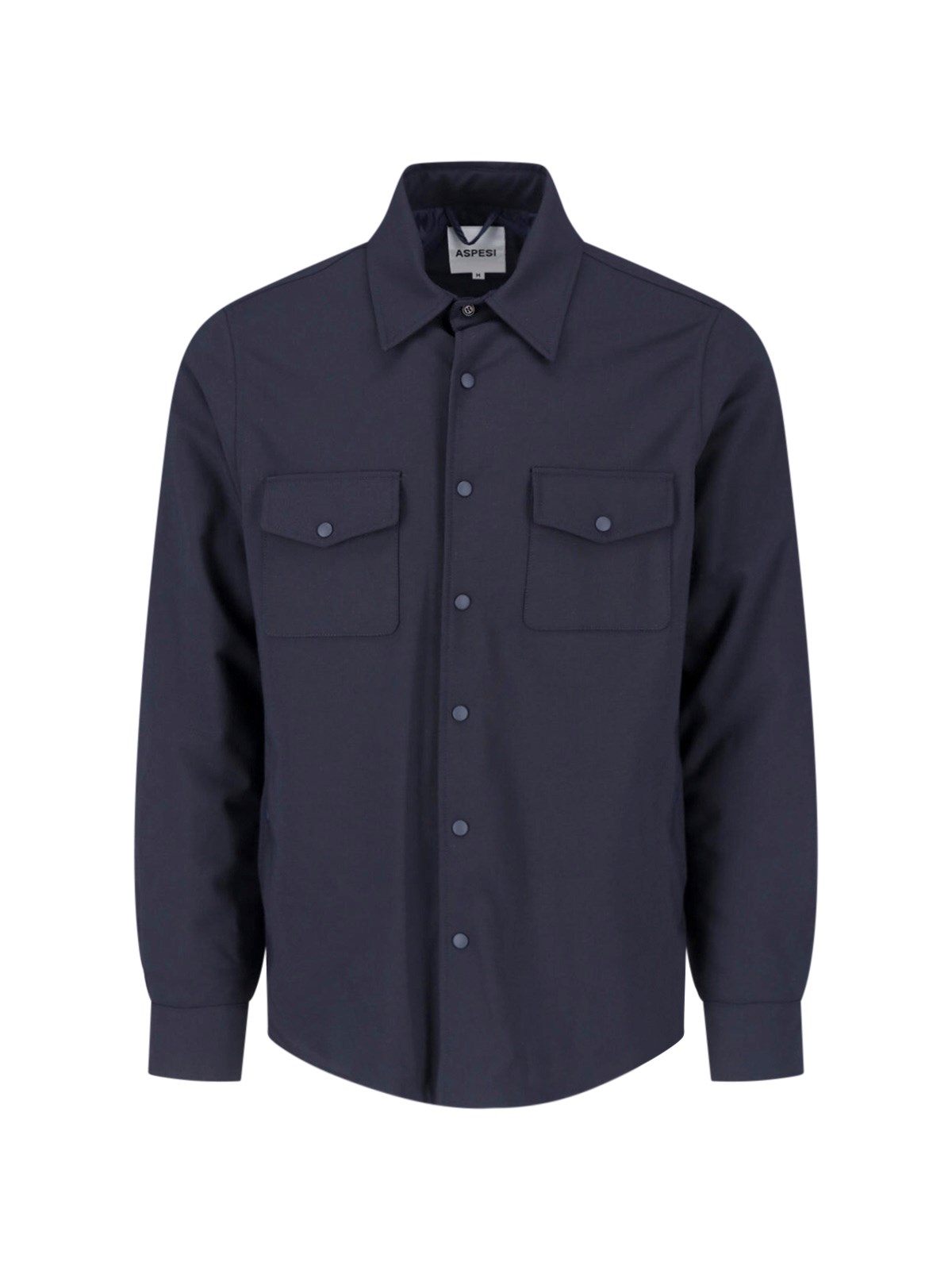 Aspesi Wool-Blend Technical Shirt — Blue