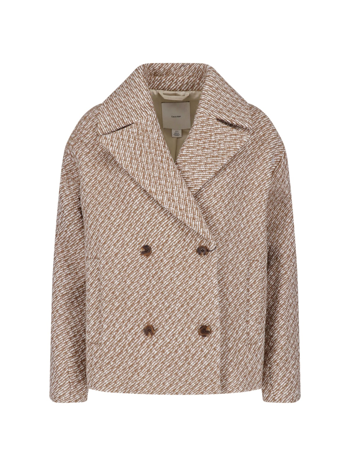 Calvin Klein Donna Beige Cappotto Corto Doppiopetto