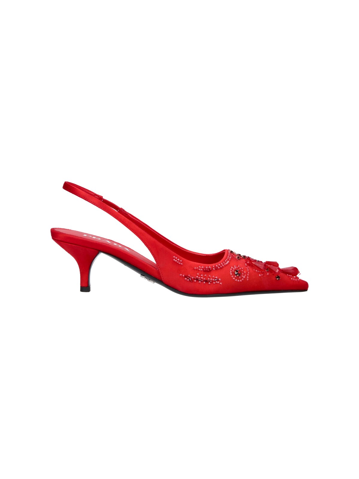Prada Women's Red Slingback Pumps With Embellishments