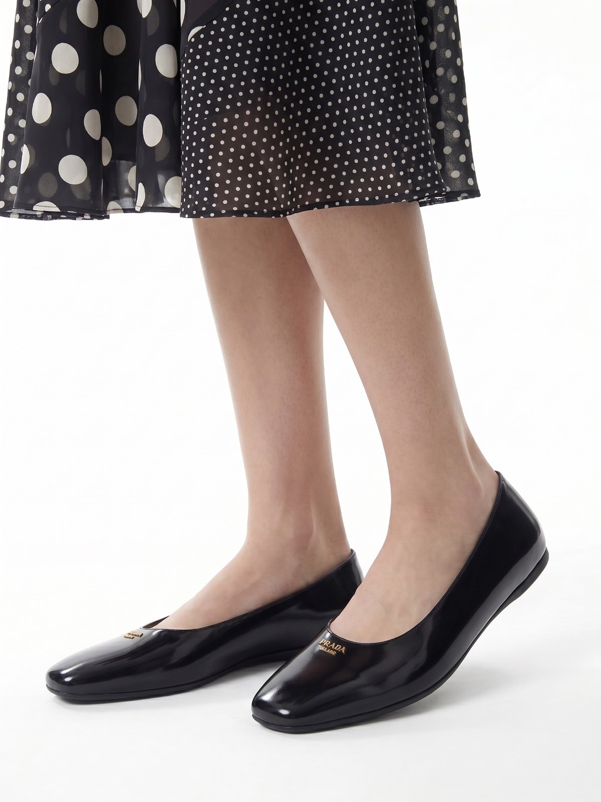 PRADA flat shoes フラットエナメルシューズ Prada Brushed leather ballet flats available on SUGAR - 218029