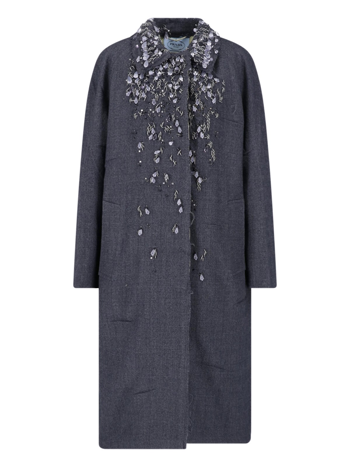 Prada Women's Black Single-Breasted Coat With Appliqués